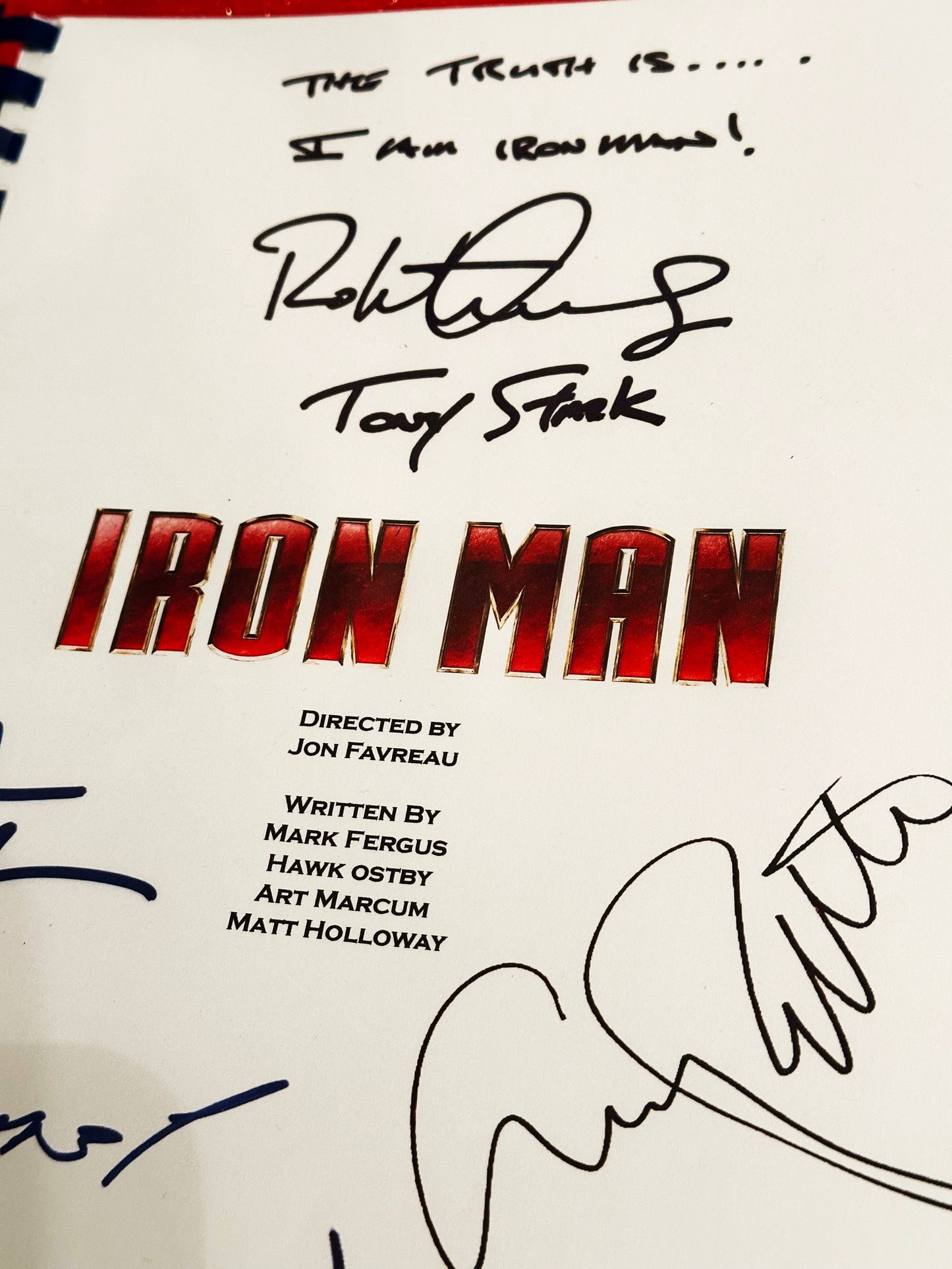 IRON MAN Signed Movie Script, Birthday Gift, Movie Gift, Film Script, Screenplay, Autographs, Marvel, Tony Stark