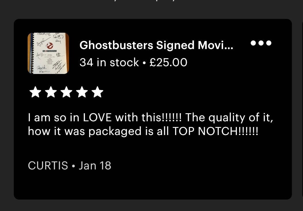 GHOST, BUSTERS Movie Script, With Printed Cast Signatures, Autographs