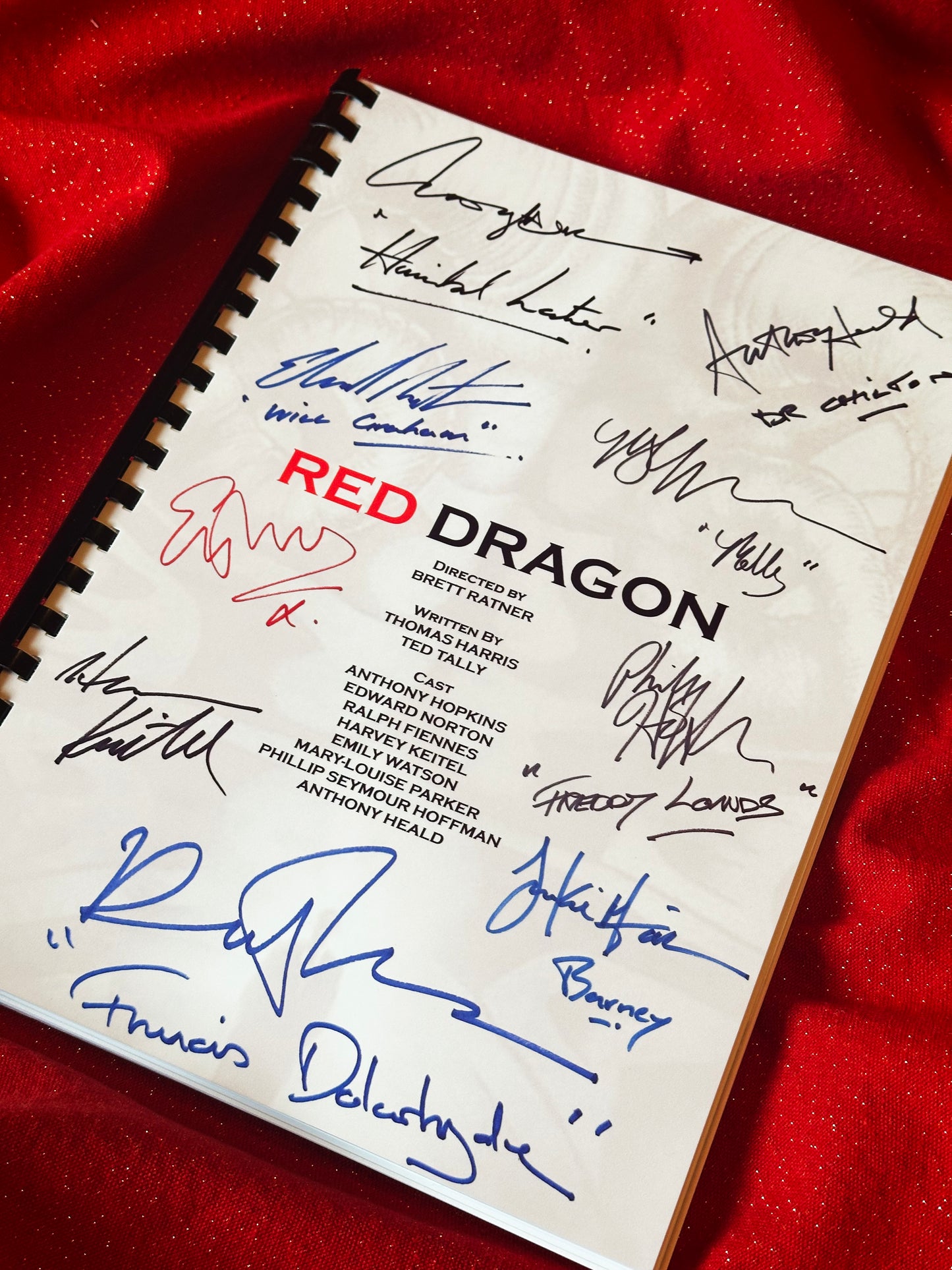 RED DRAGON Movie Script, Birthday Gift, Movie Gift, Film, Screenplay, Films,