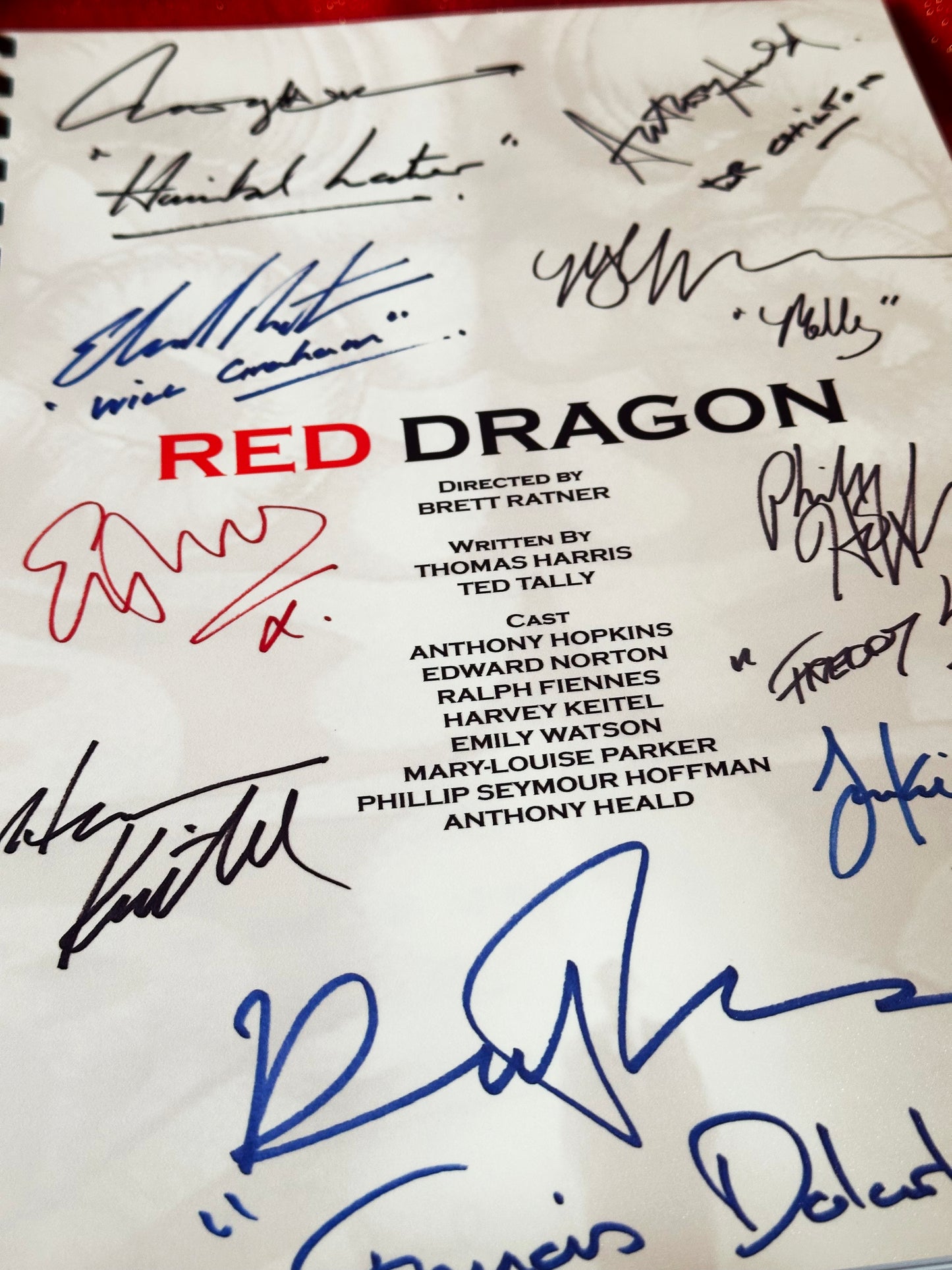 RED DRAGON Movie Script, Birthday Gift, Movie Gift, Film, Screenplay, Films,