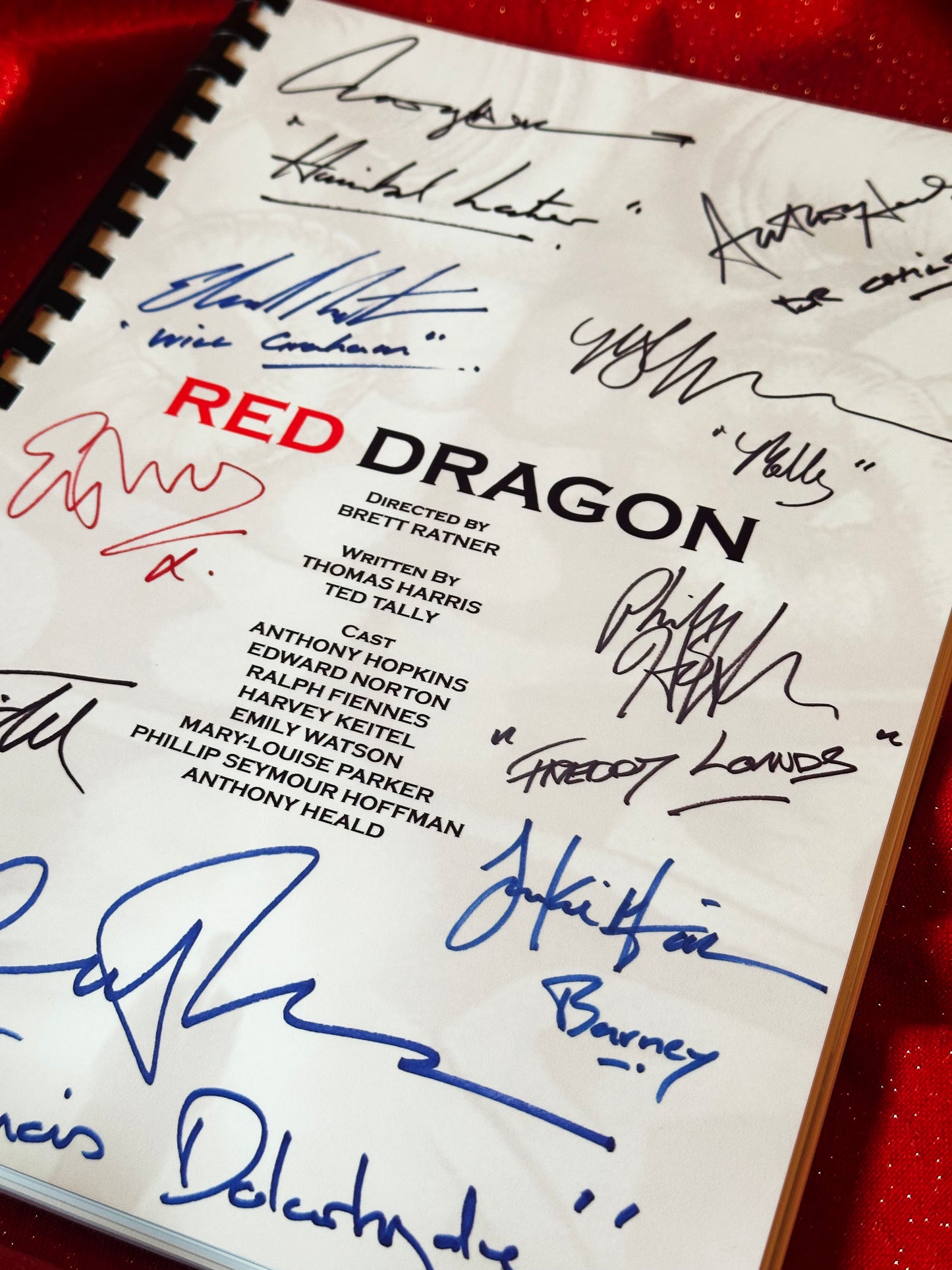 RED DRAGON Movie Script, Birthday Gift, Movie Gift, Film, Screenplay, Films,