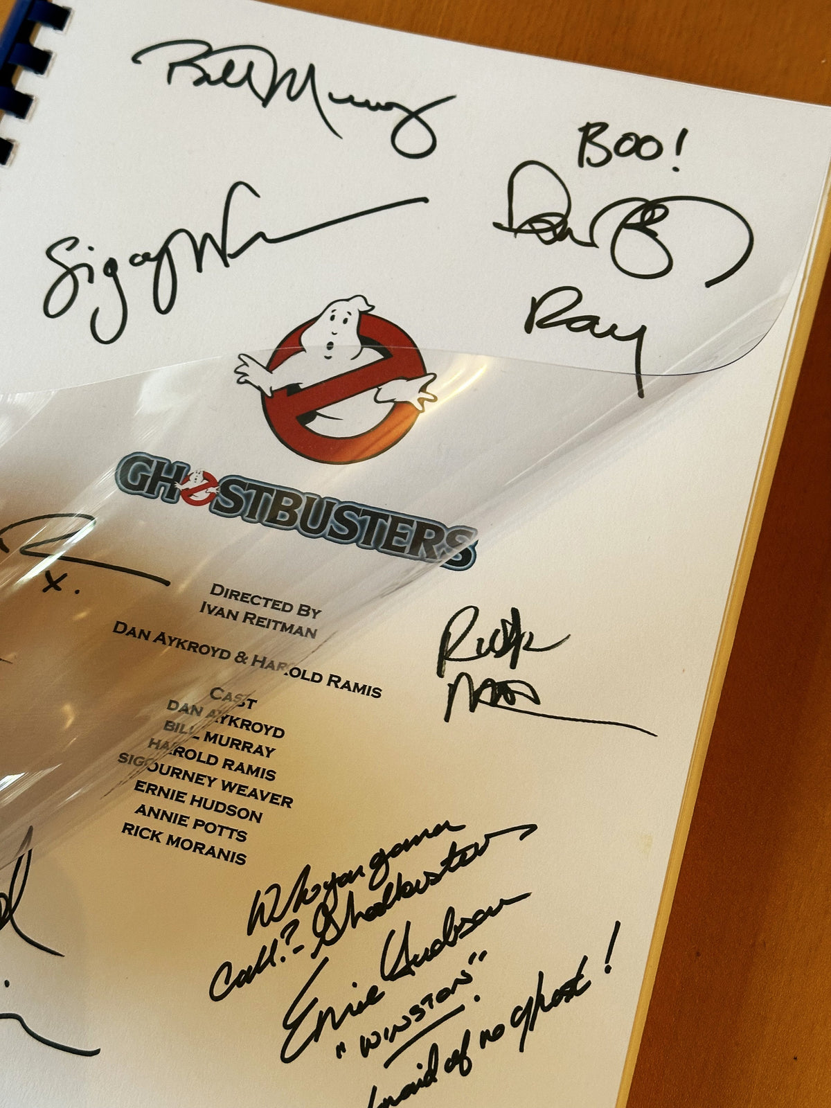 GHOST, BUSTERS Movie Script, With Printed Cast Signatures, Autographs