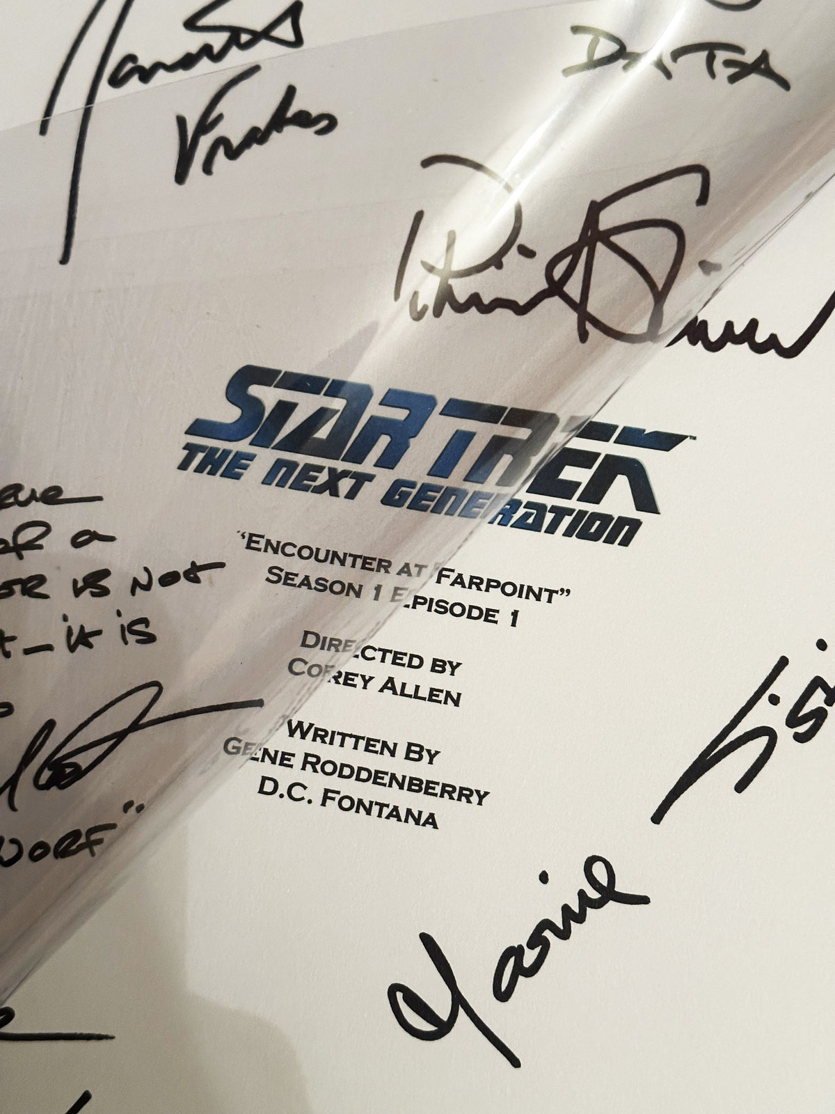 TREK, Next Gen, Script, With Printed Cast Signatures, Autographs