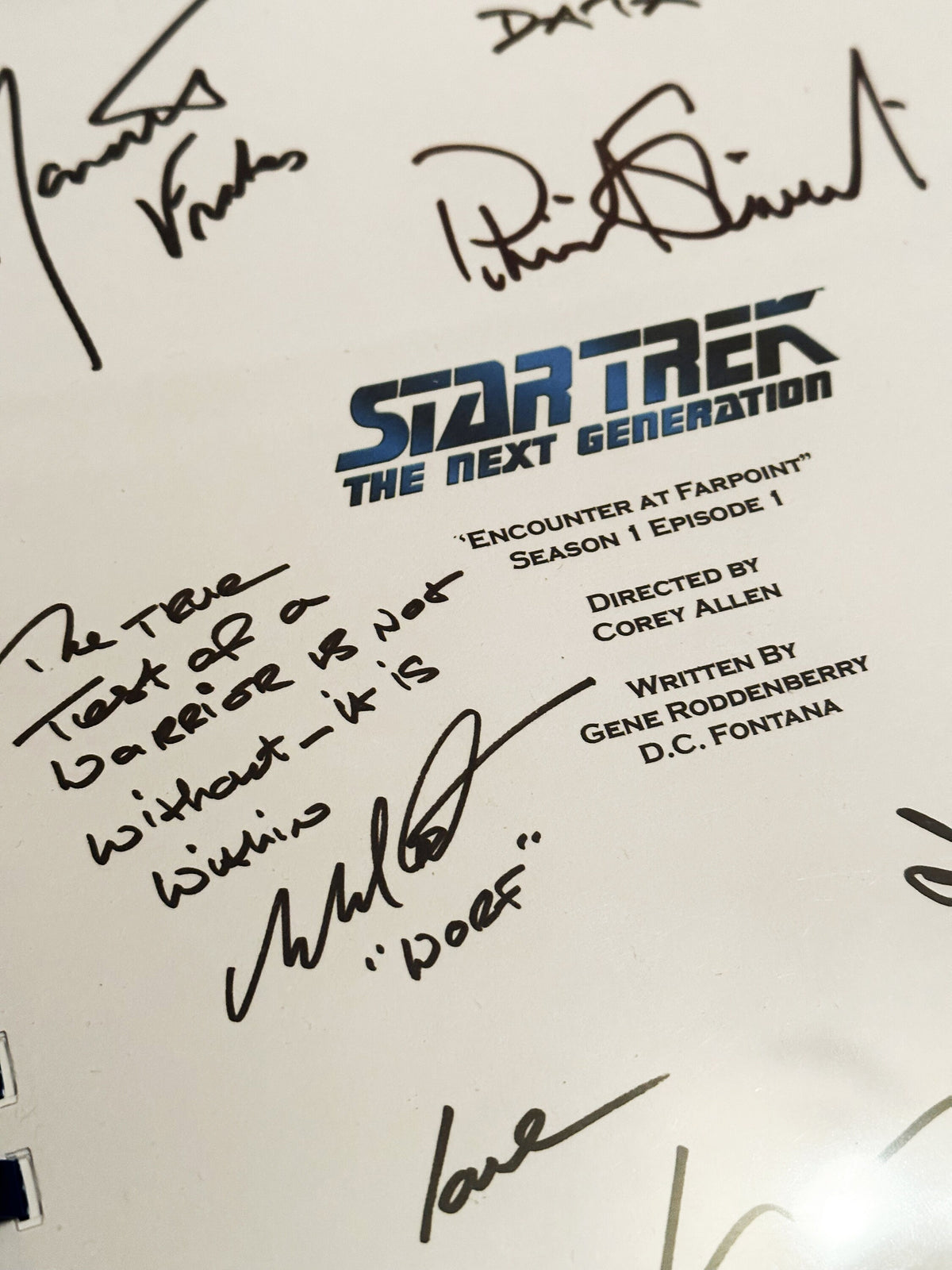 TREK, Next Gen, Script, With Printed Cast Signatures, Autographs