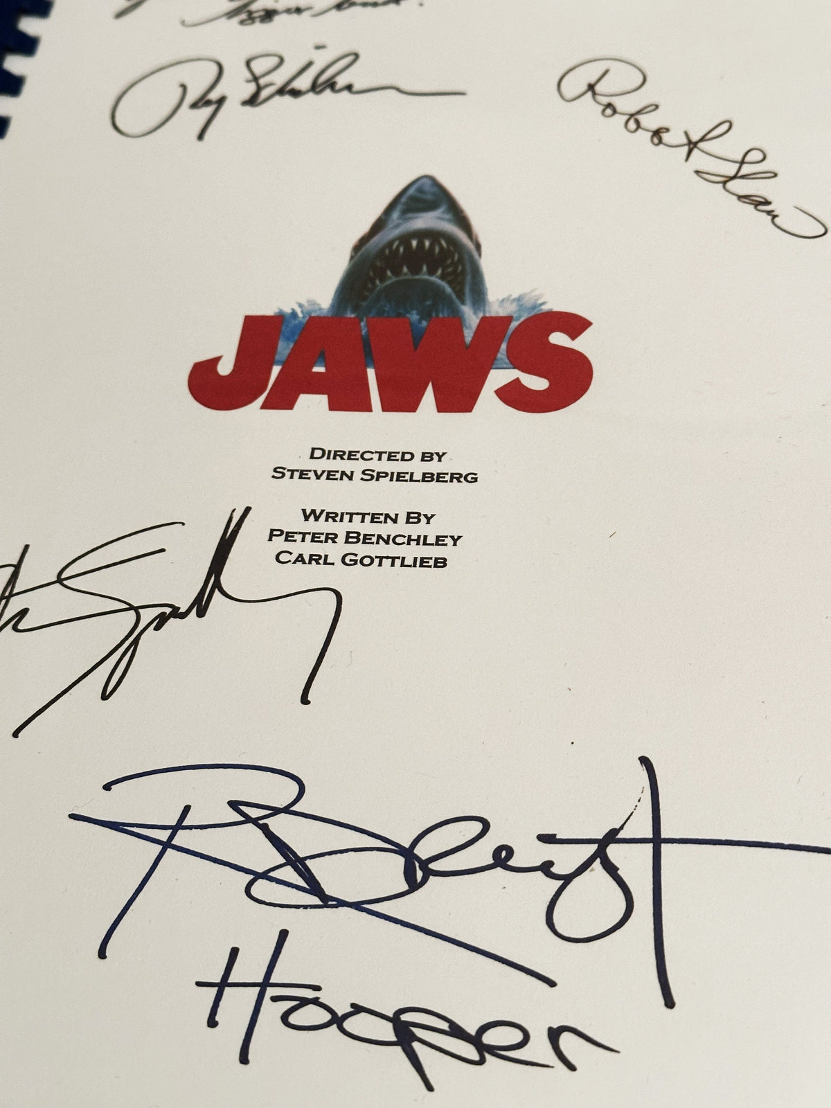 JAWS Movie Script, With Printed Cast Signatures, Autographs