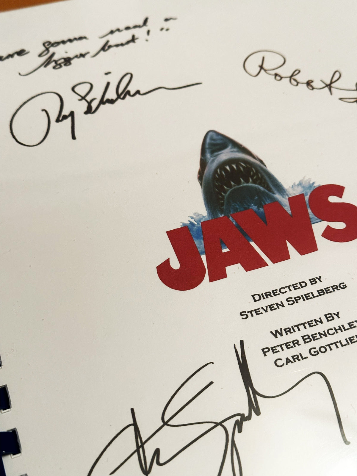 JAWS Movie Script, With Printed Cast Signatures, Autographs