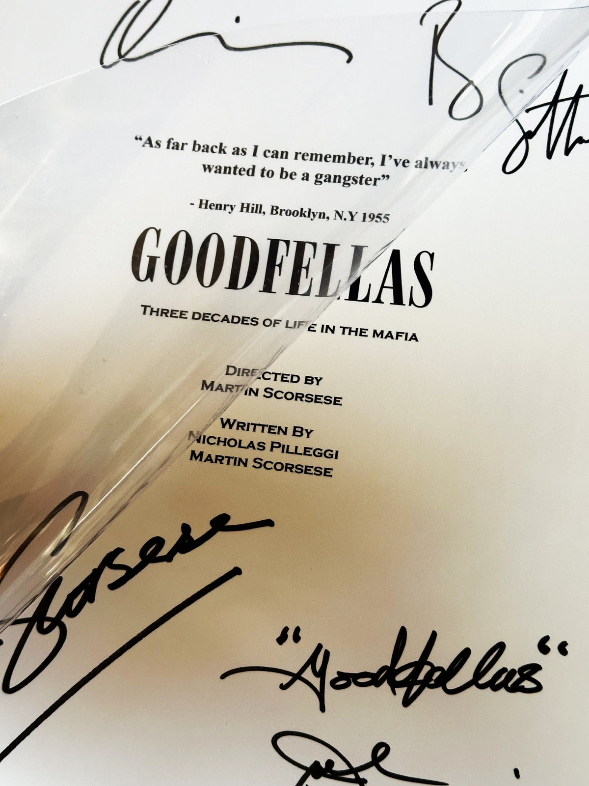 GOODFELLAS Signed Movie Script, With Printed Cast Signatures, Autographs