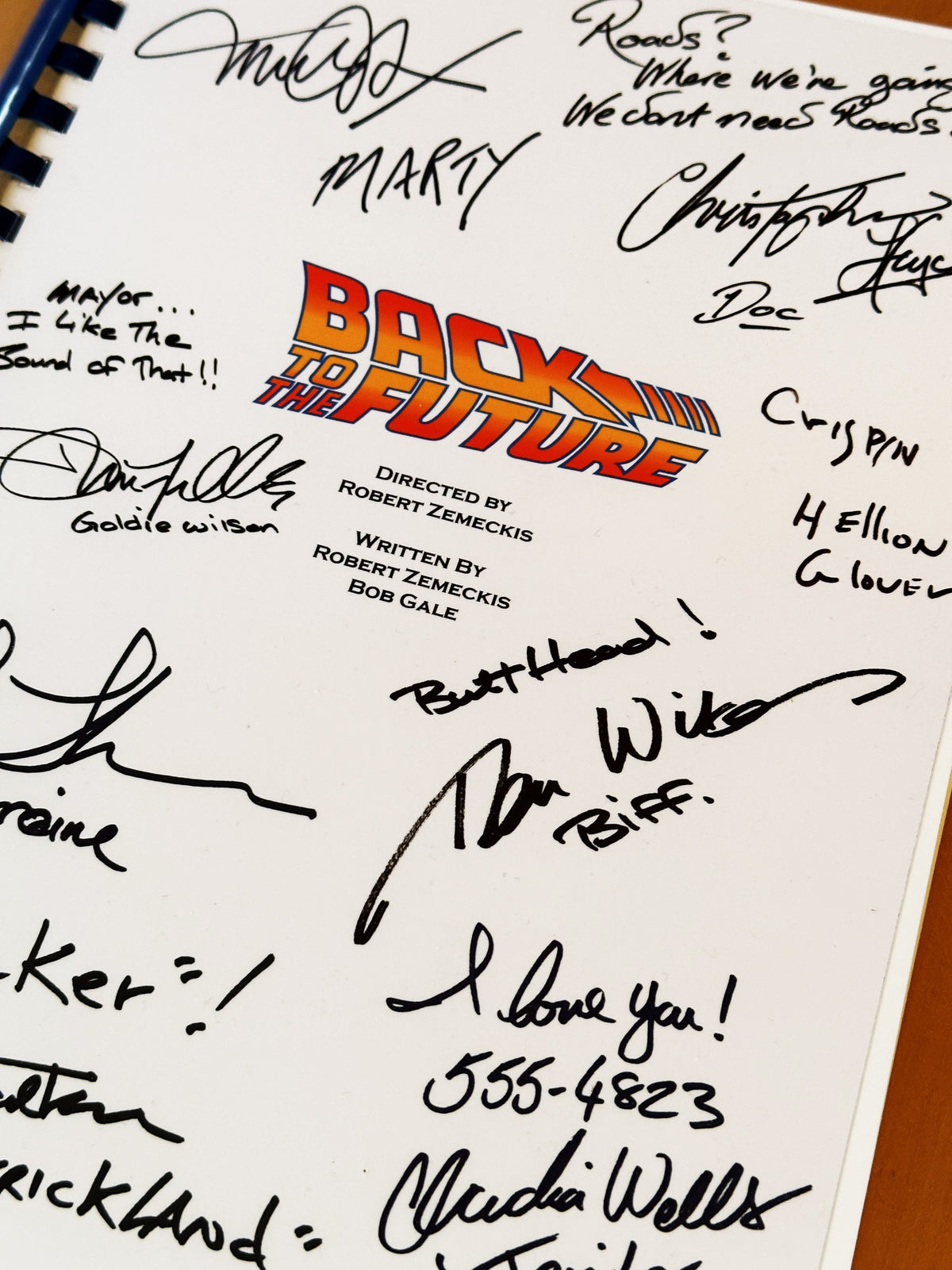 Back, Future Signed Movie Script, With Printed Cast Signatures, Autographs