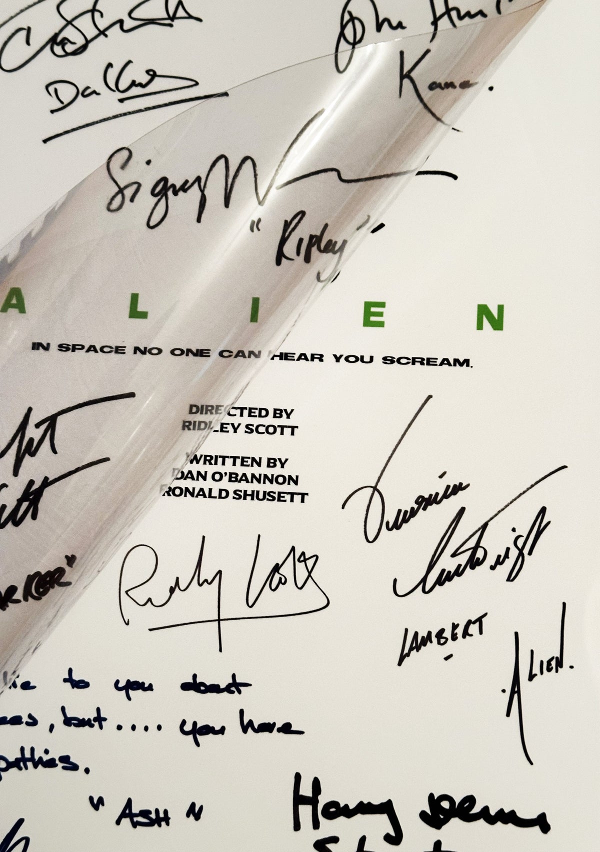 ALIEN Movie Script, Present, With Printed Cast Signatures, Autographs