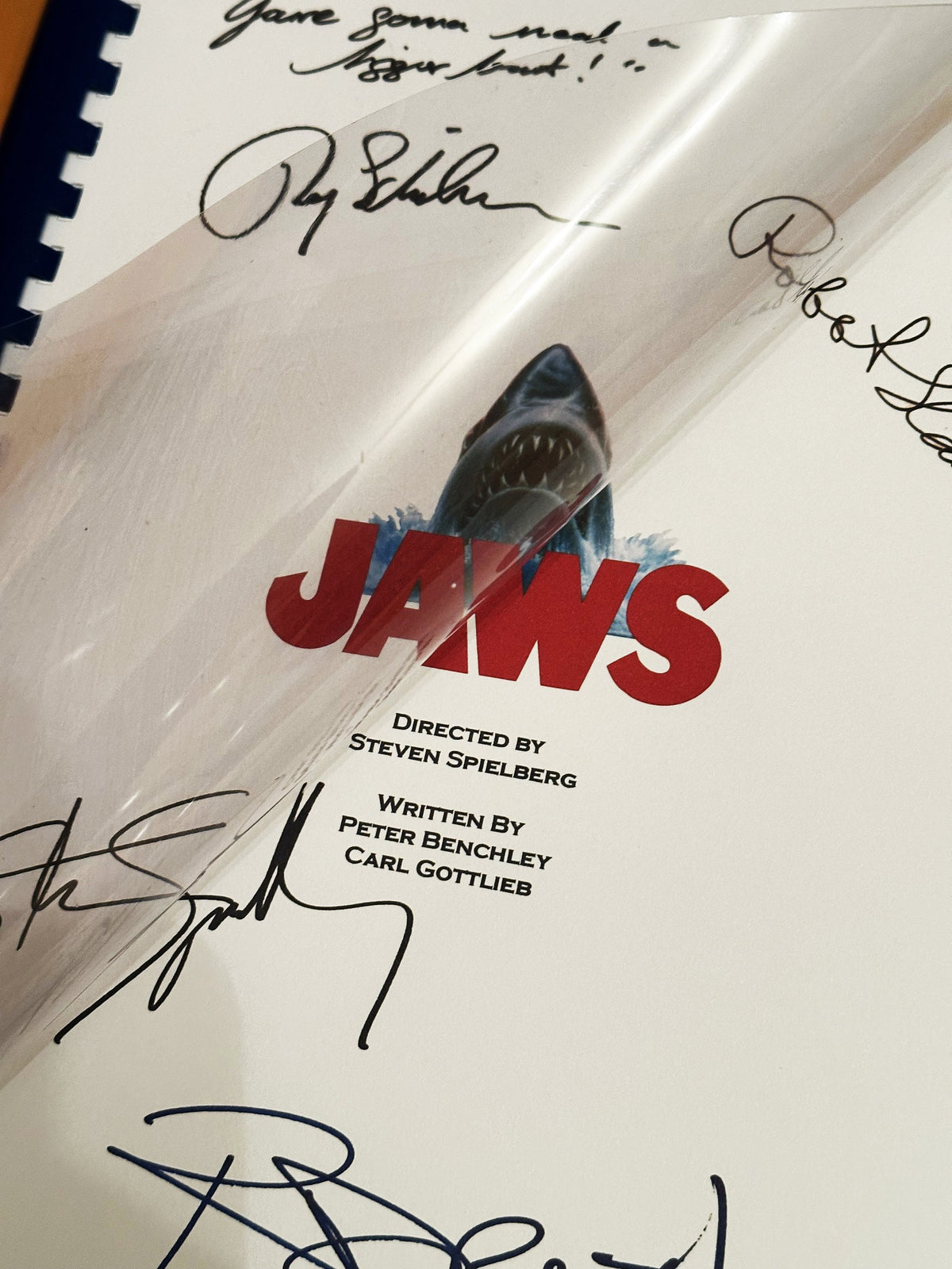 JAWS Movie Script, With Printed Cast Signatures, Autographs