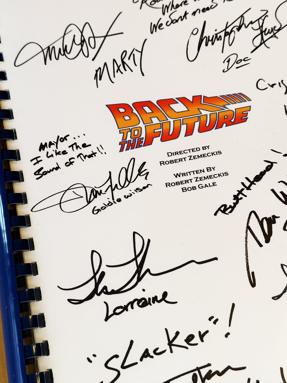Back, Future Signed Movie Script, With Printed Cast Signatures, Autographs