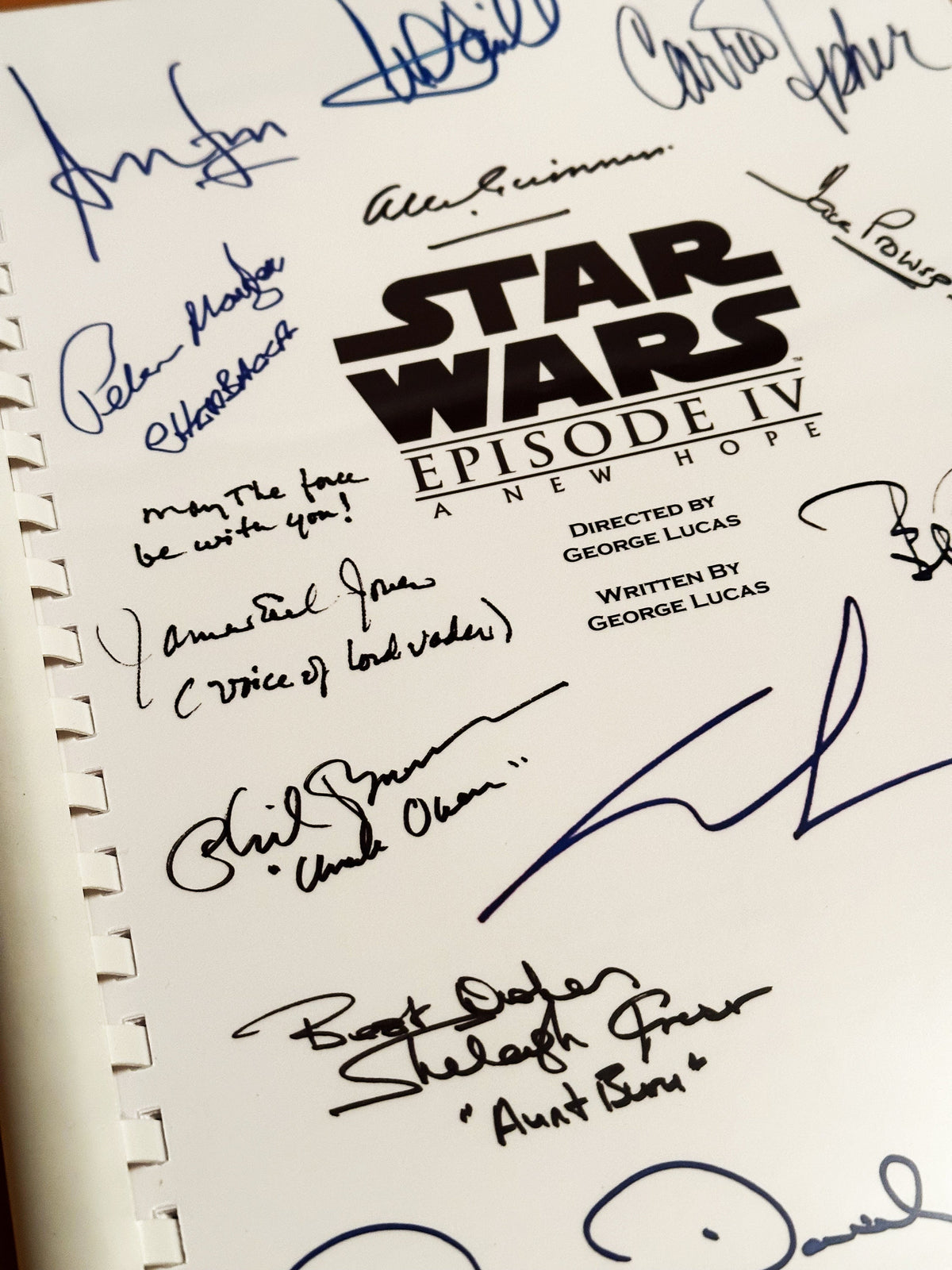 A New Hope, Movie Script, Screenplay, With Printed Cast Signatures, Autographs