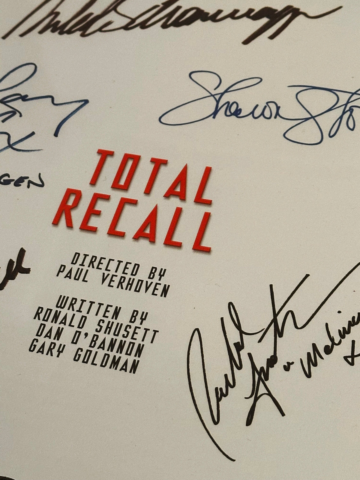 TOTAL RECALL Signed Movie Script, With Printed Cast Signatures, Autographs