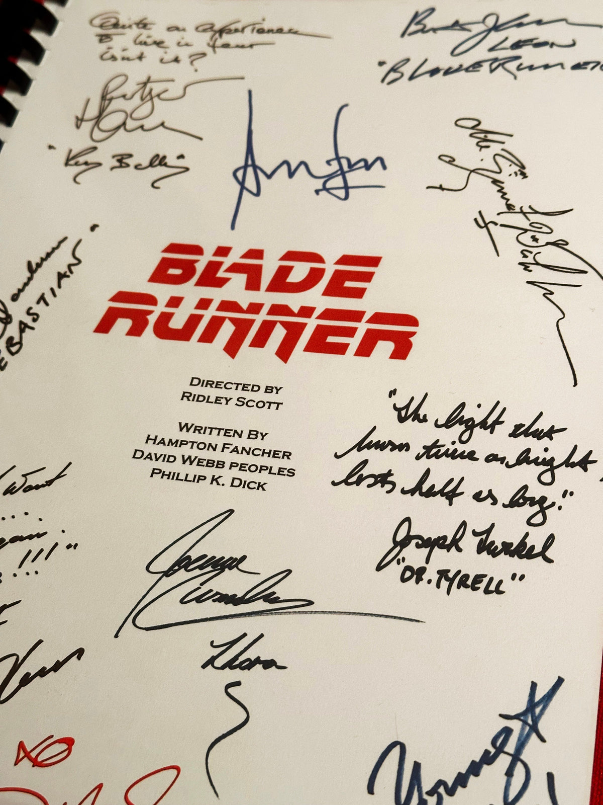 BLADE RUNNER Signed Movie Script, With Printed Cast Signatures, Autographs