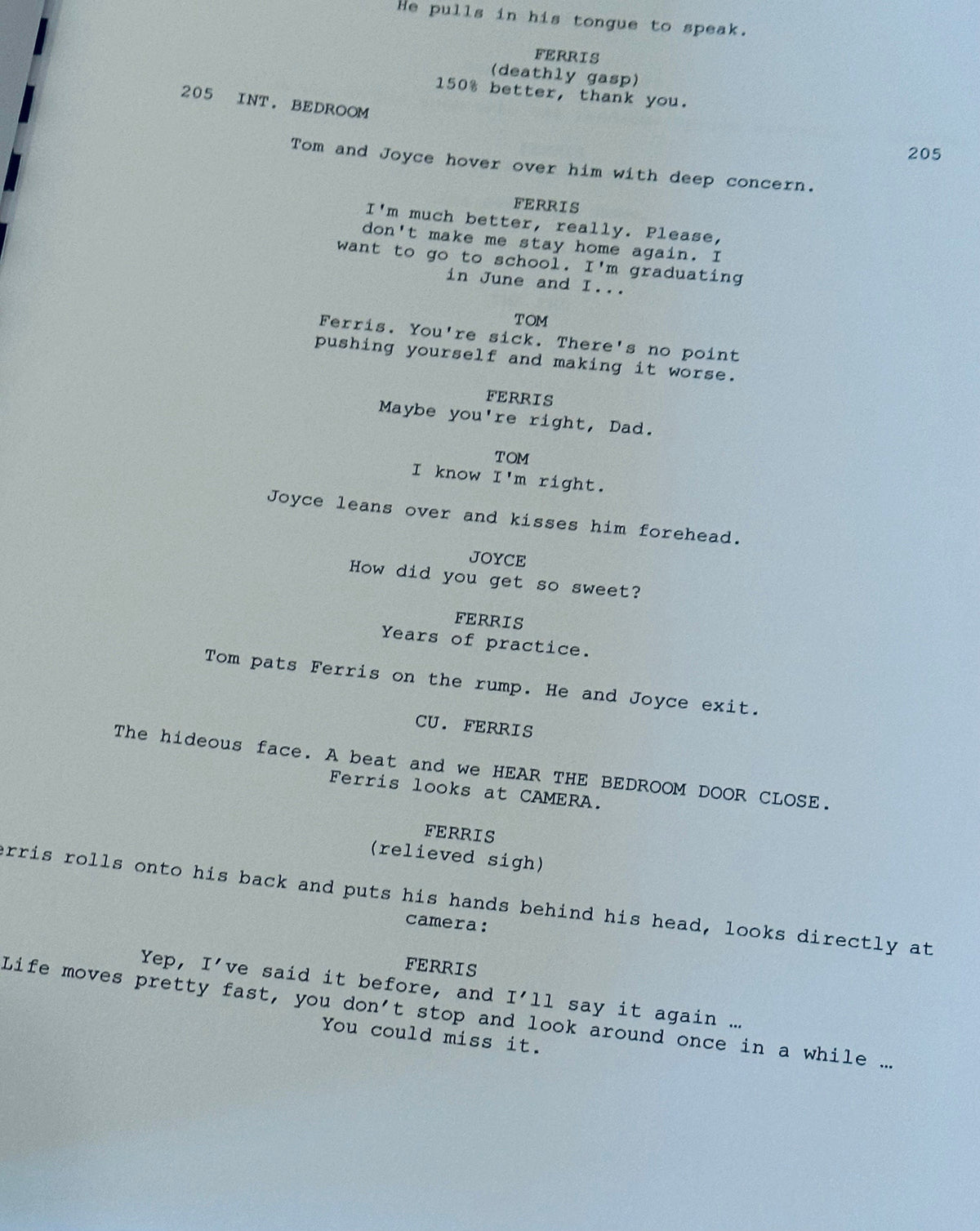 Buellers, Day Off Movie Script, Screenplay, With Printed Cast Signatures, Autographs