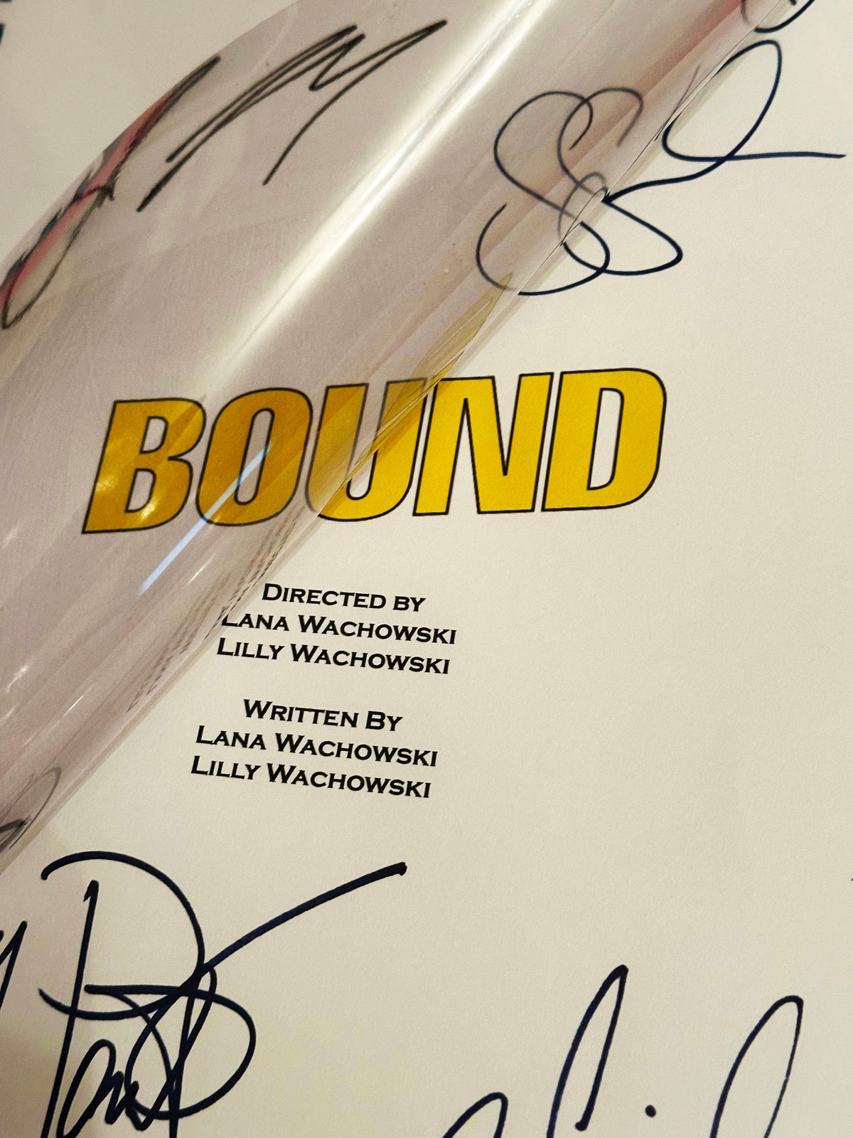 BOUND Movie Script, With Printed Cast Signatures, Autographs