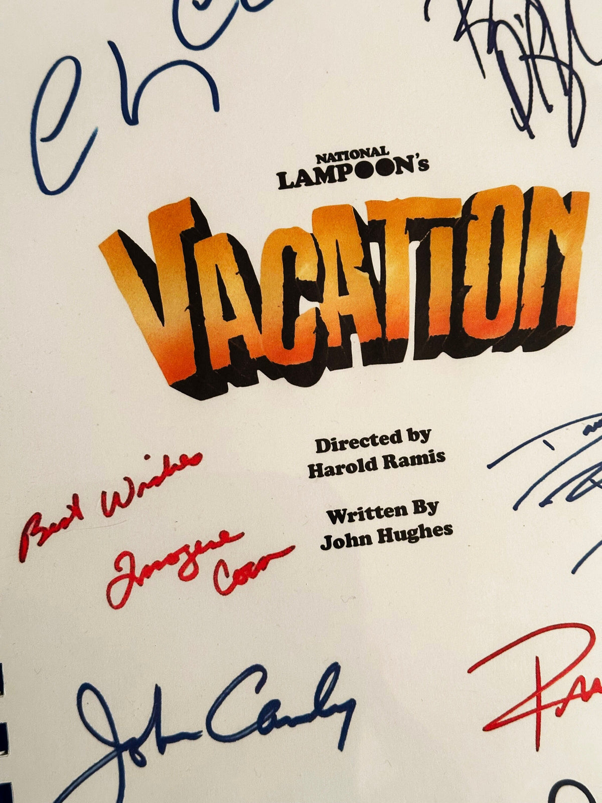 NATIONAL LAMPOON'S VACATION Movie Script, With Printed Cast Signatures, Autographs