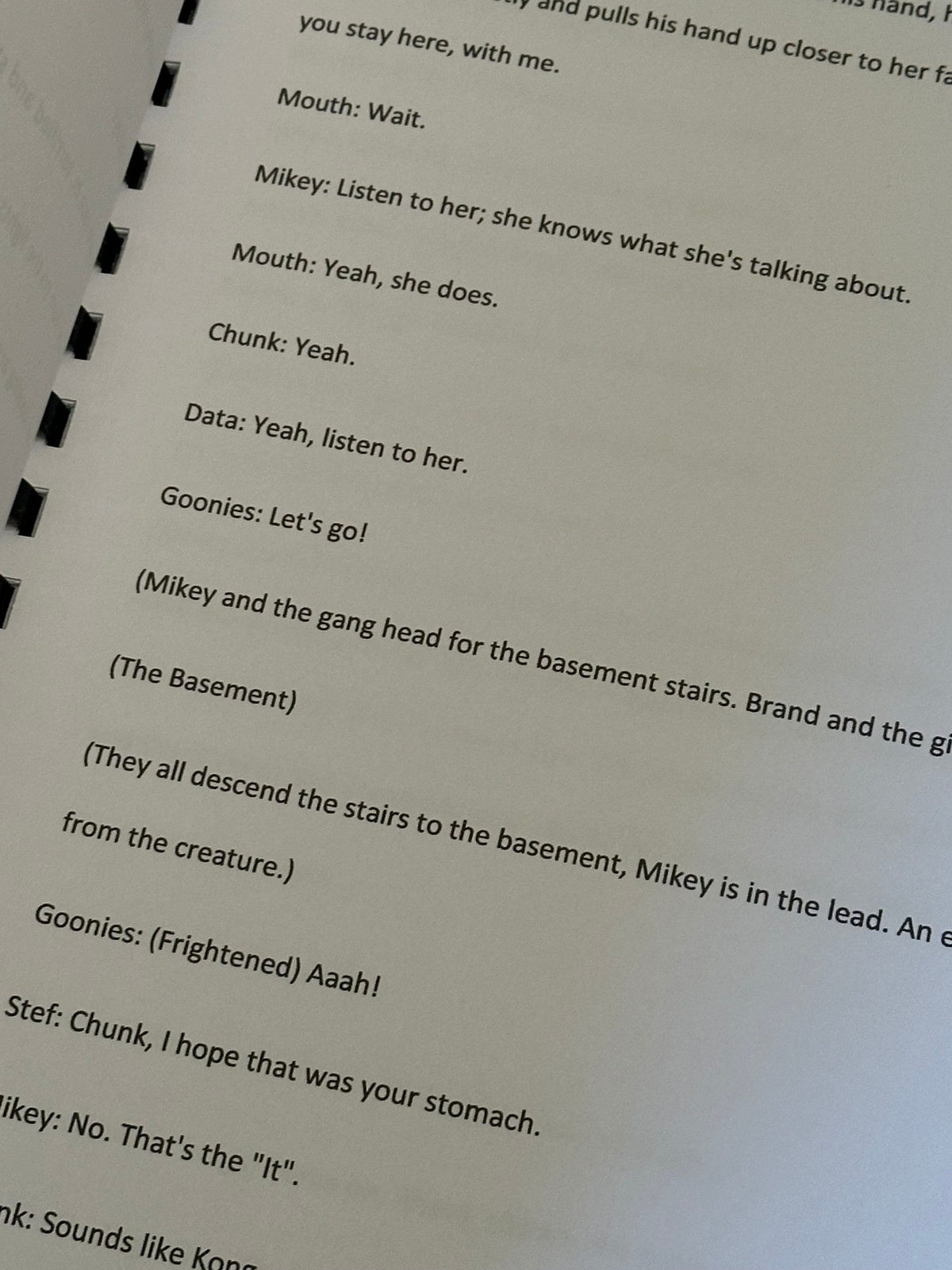 GOONIES Signed Movie Script, With Printed Cast Signatures, Autographs
