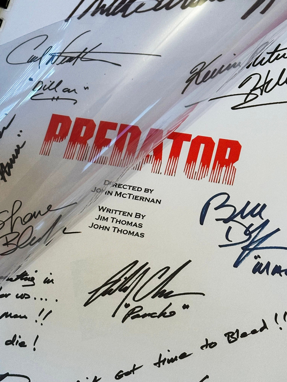 PREDATOR Movie Script, With Printed Cast Signatures, Autographs