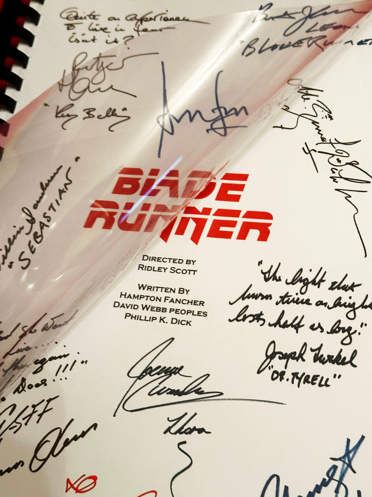 BLADE RUNNER Signed Movie Script, With Printed Cast Signatures, Autographs