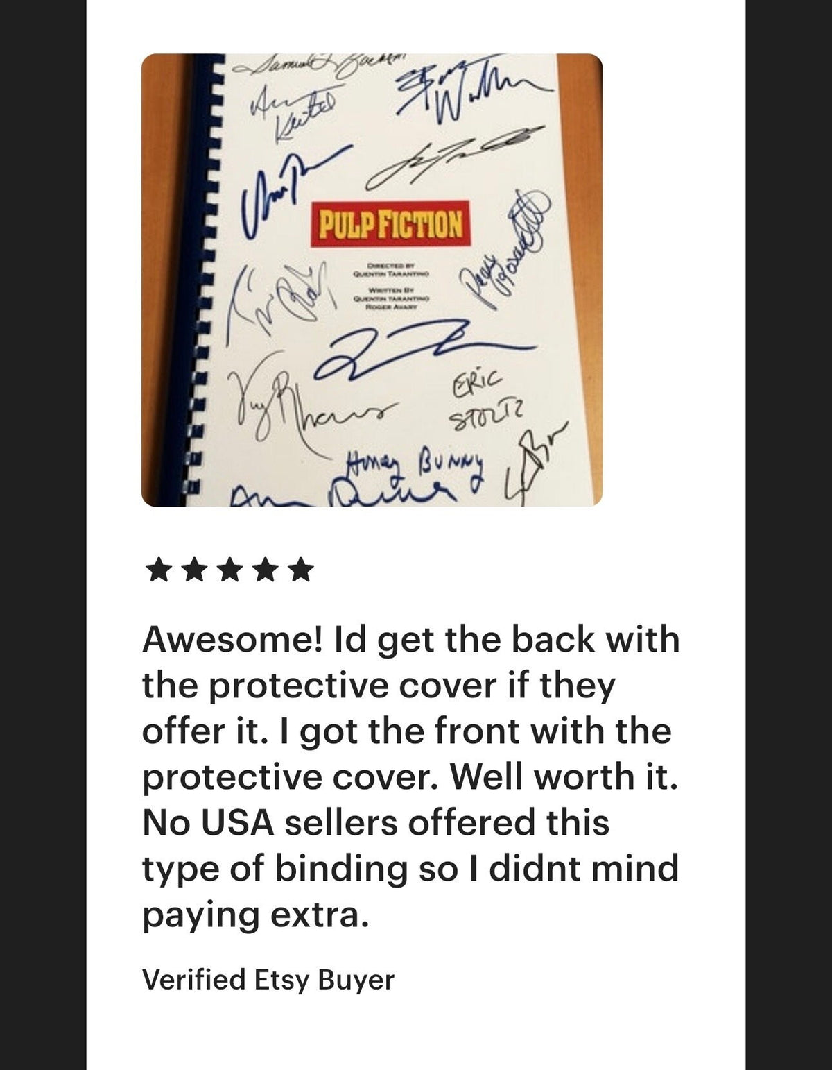 PULP FICTION Movie Script, With Printed Cast Signatures, Autographs
