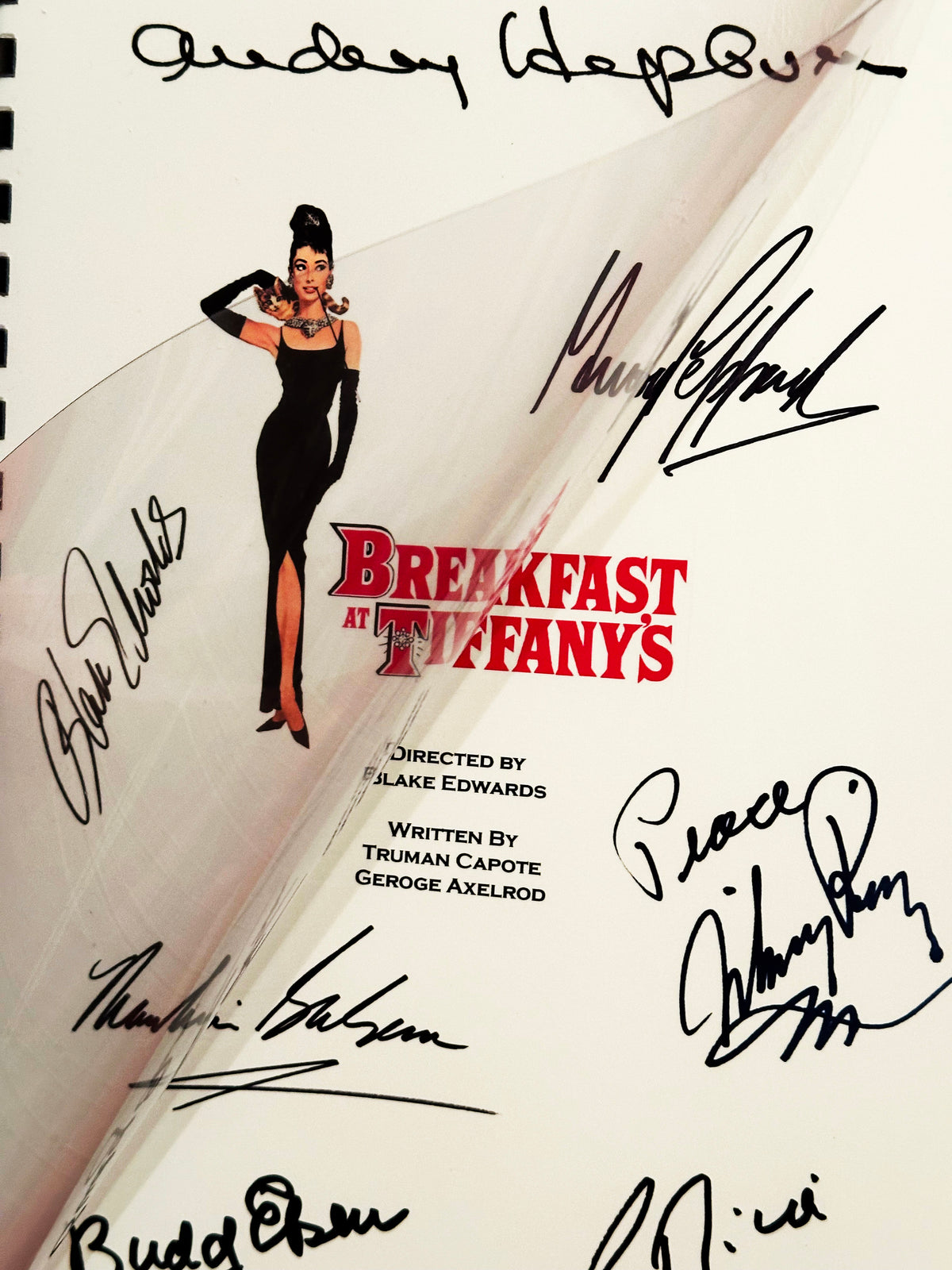 BREAKFAST AT TIFFANY'S Signed Movie Script, With Printed Cast Signatures, Autographs