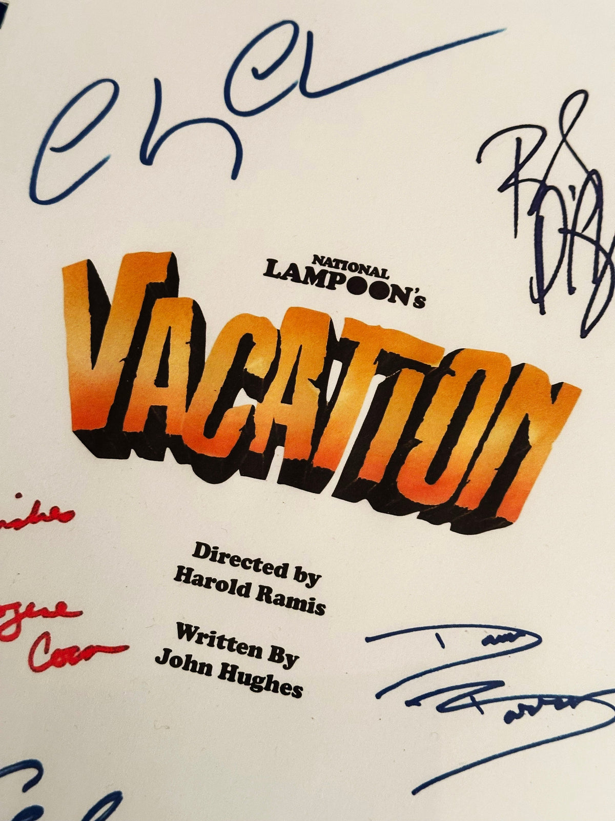 NATIONAL LAMPOON'S VACATION Movie Script, With Printed Cast Signatures, Autographs