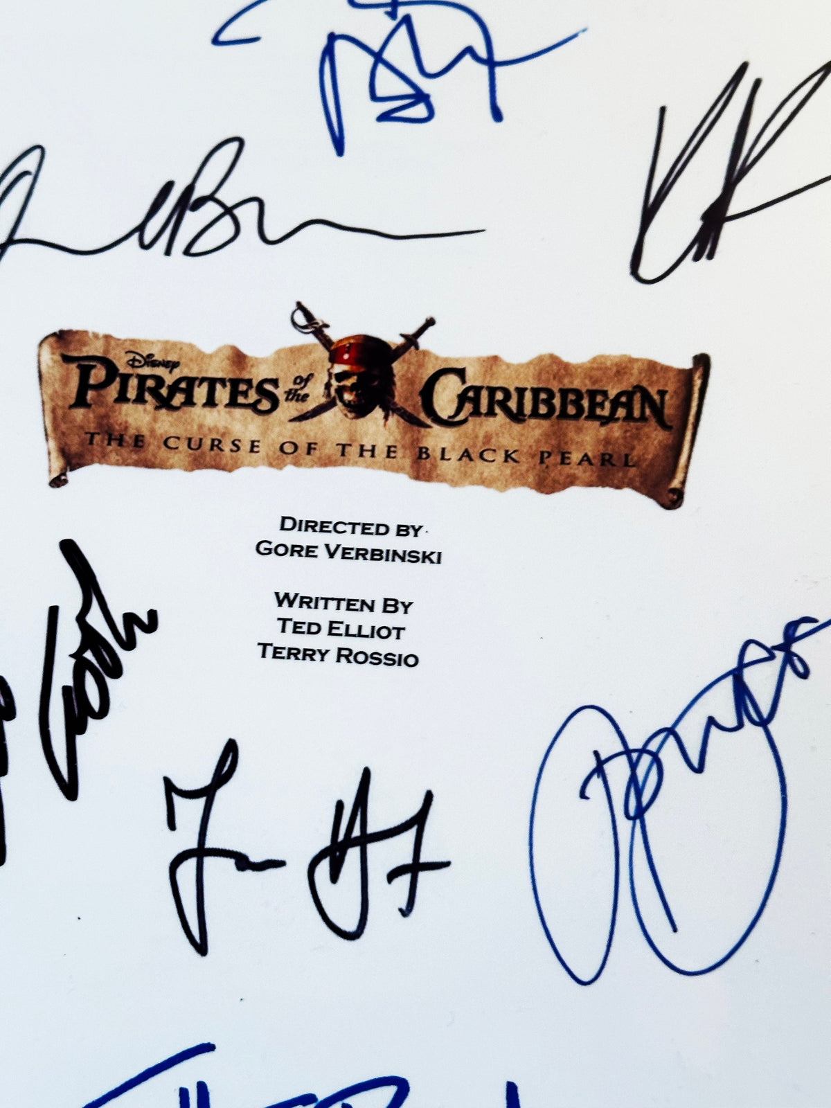 PIRATES, CARIBBEAN Signed Movie Script, With Printed Cast Signatures, Autographs