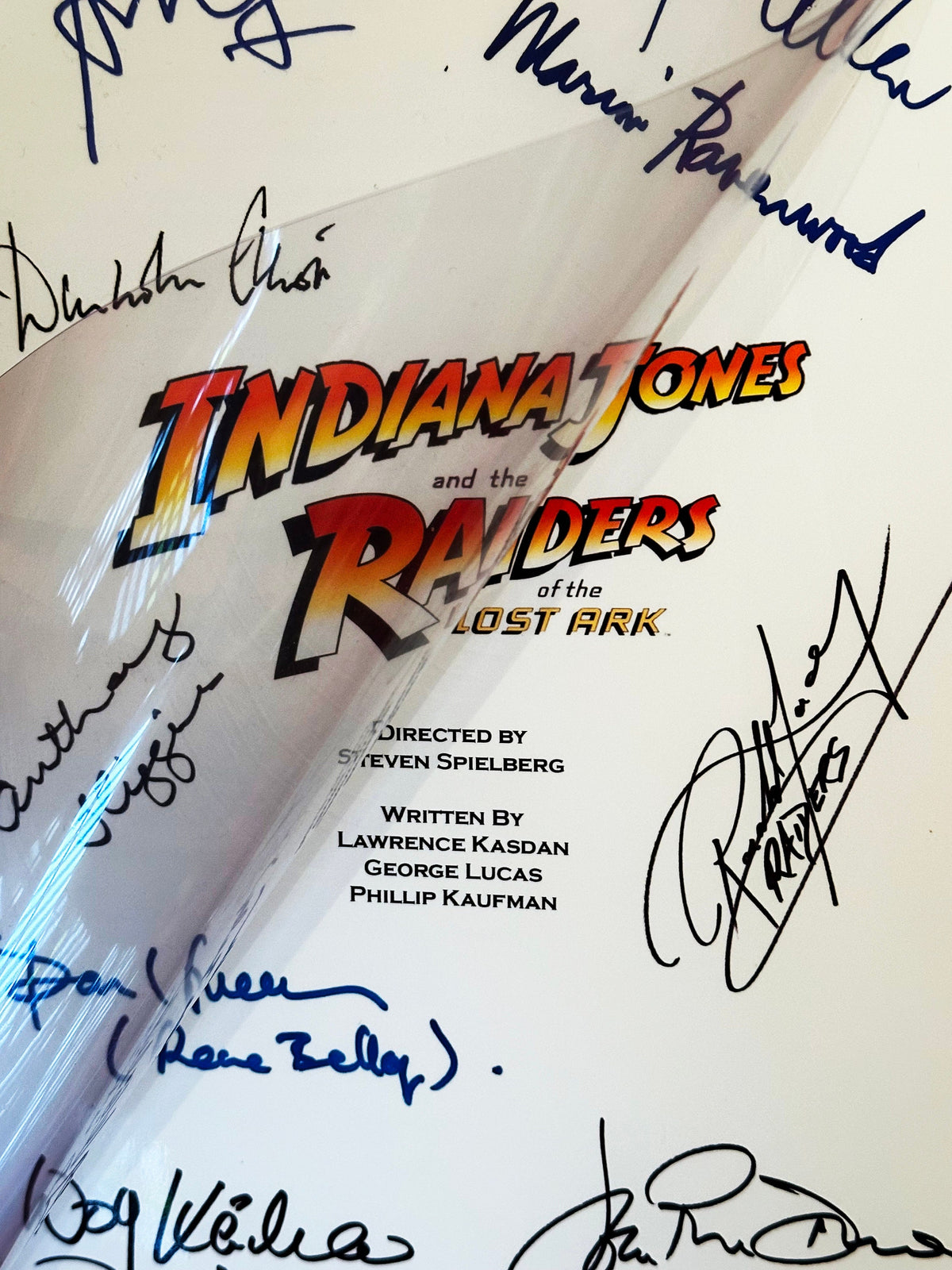 I, JONES Raiders, Signed Movie Script, With Printed Cast Signatures, Autographs