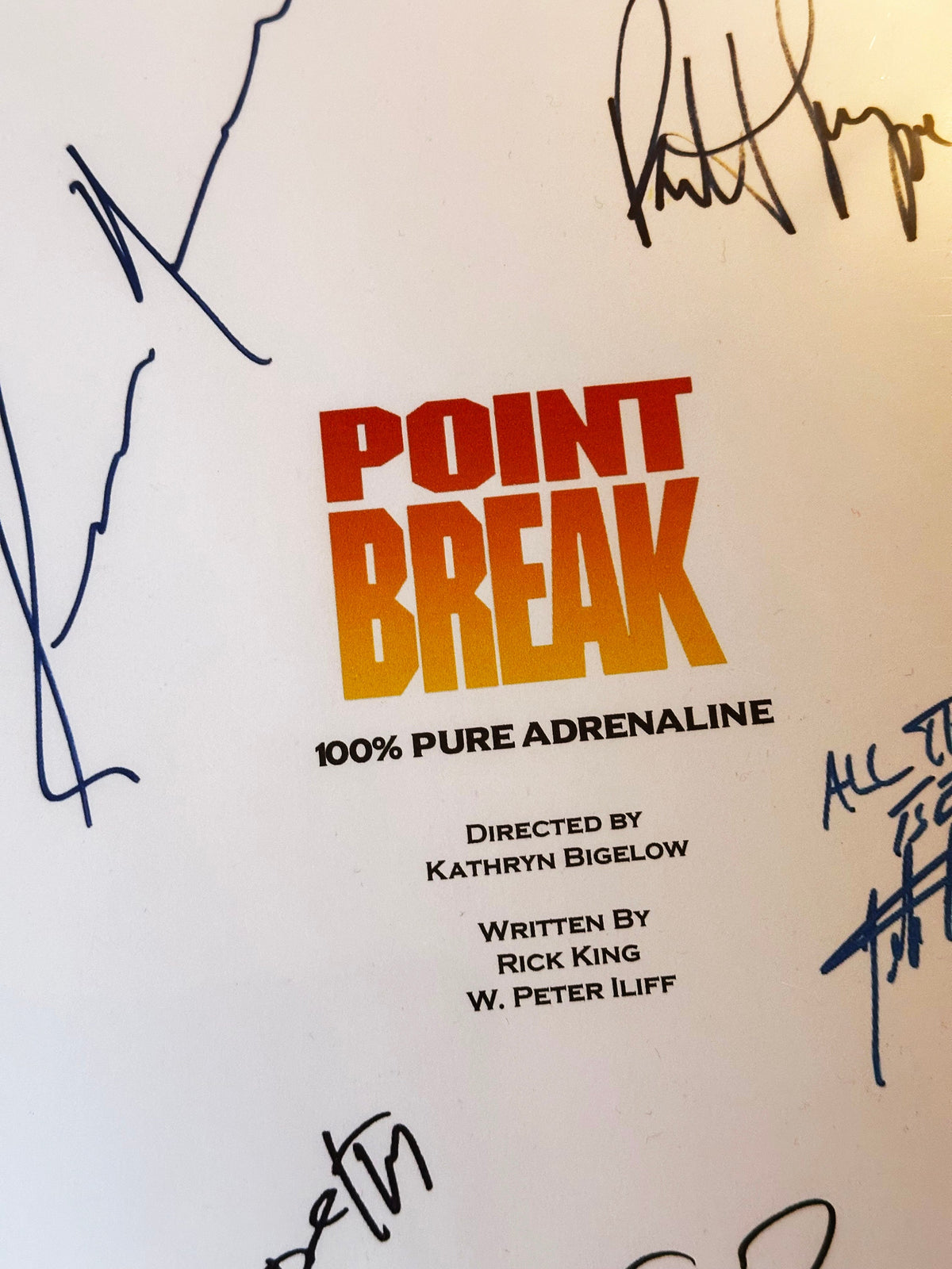 POINT, BREAK Signed Movie Script, With Printed Cast Signatures, Autographs