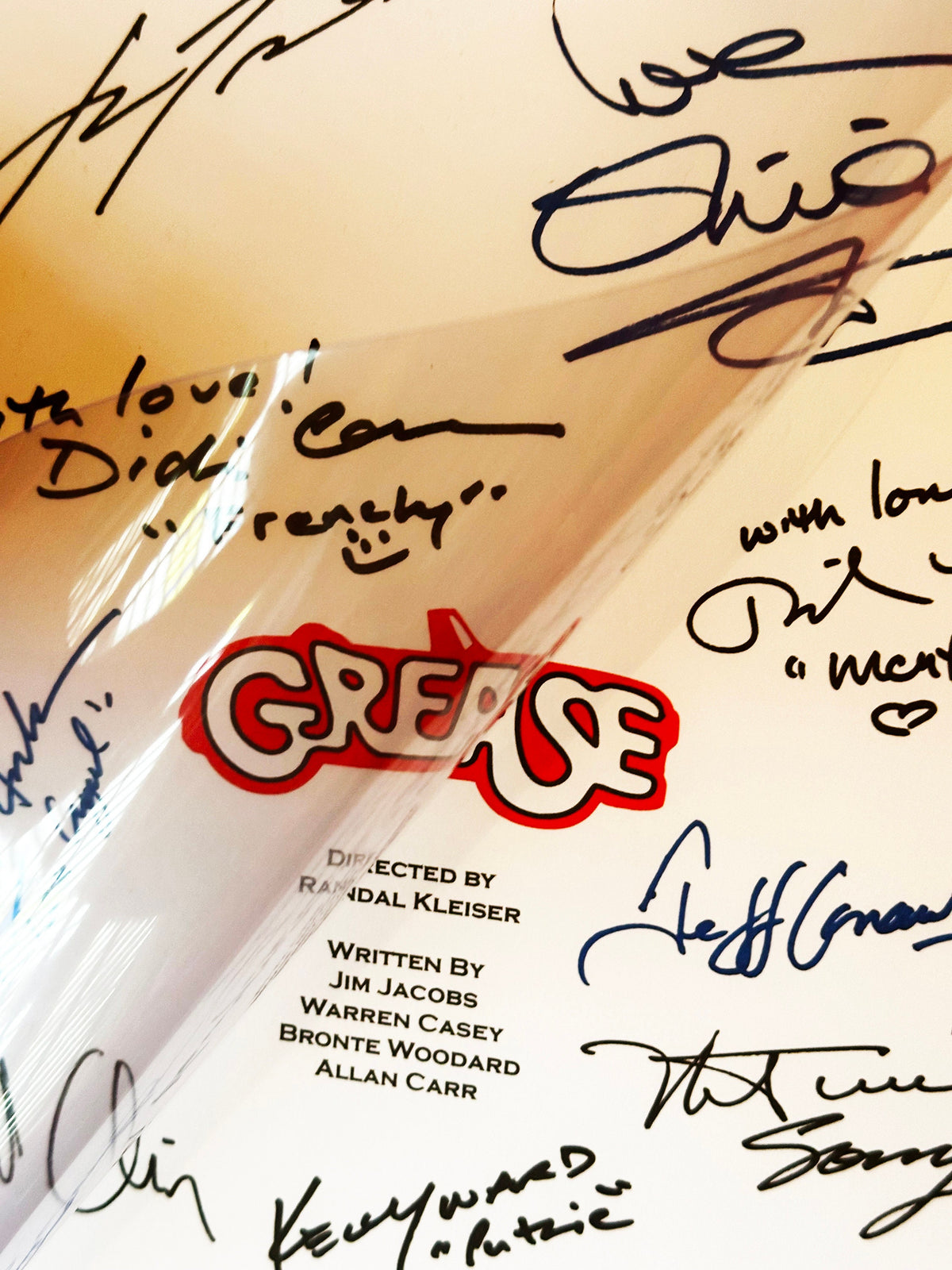 GREASE Signed Movie Script, With Printed Cast Signatures, Autographs