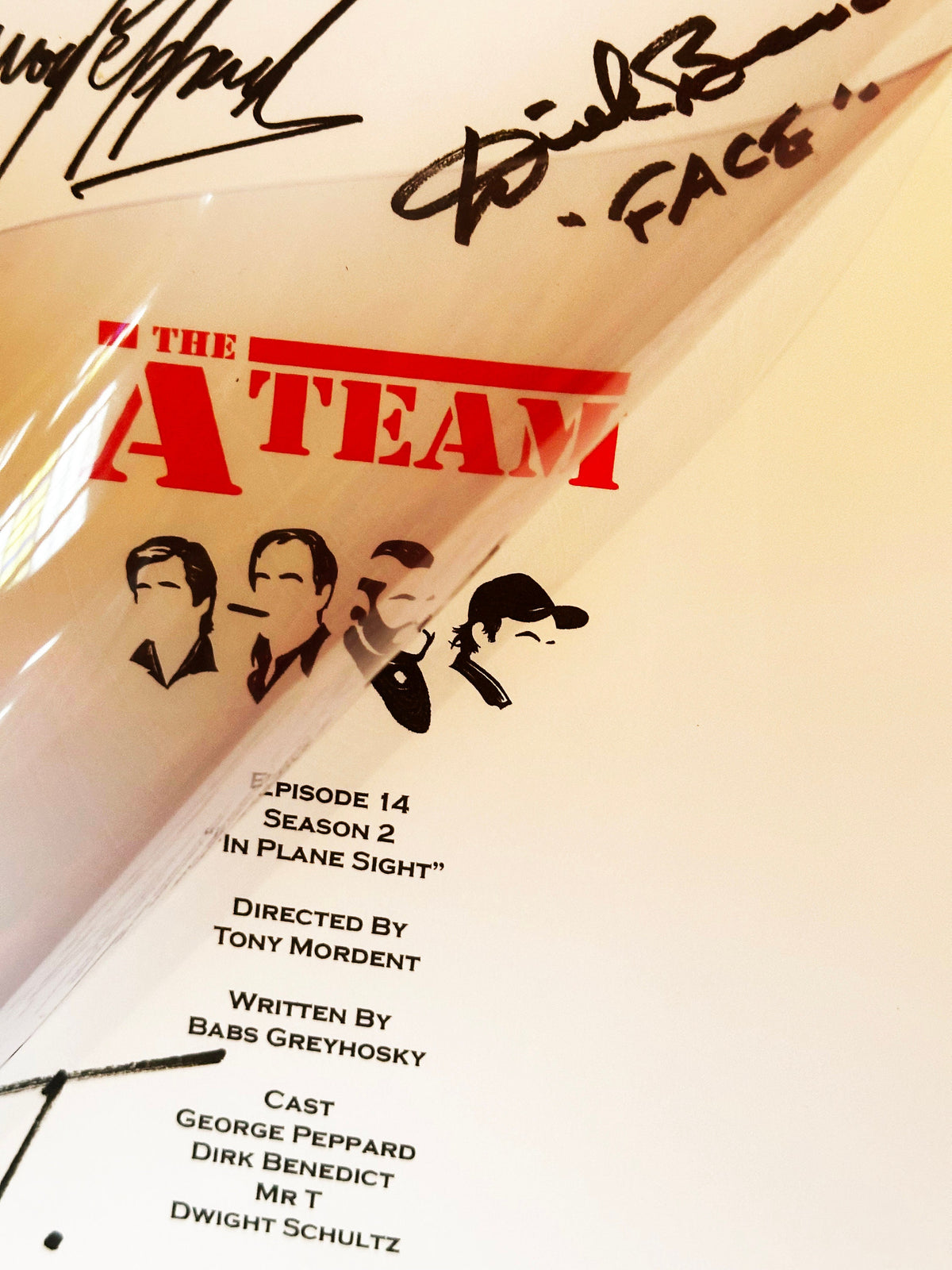 THE A-TEAM Signed Script, With Printed Cast Signatures, Autographs