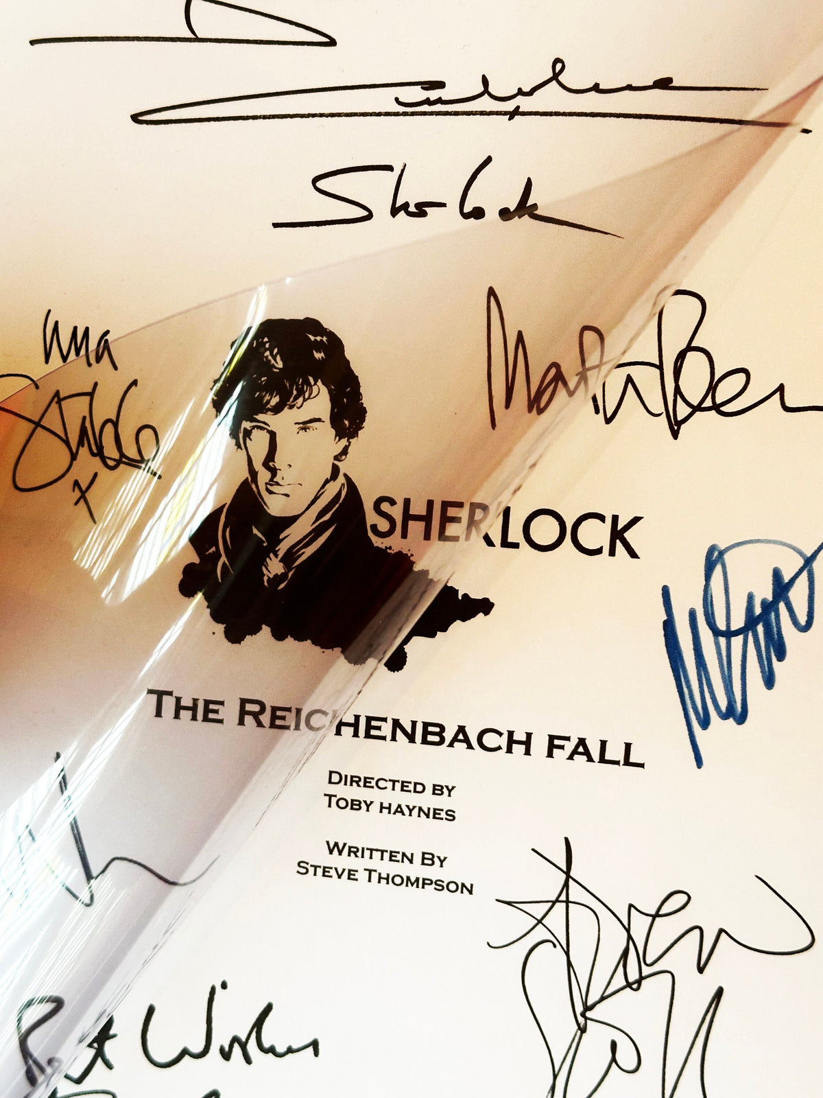 SHERLOCK The Reichenbach Fall Script, With Printed Cast Signatures, Autographs