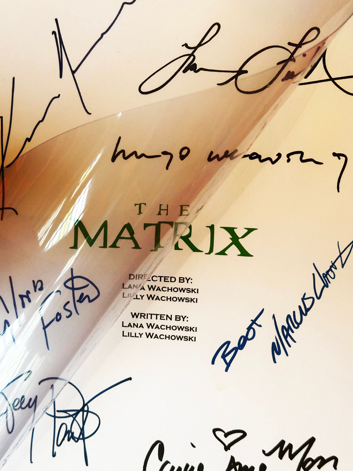 THE MATRIX Signed Movie Script, With Printed Cast Signatures, Autographs