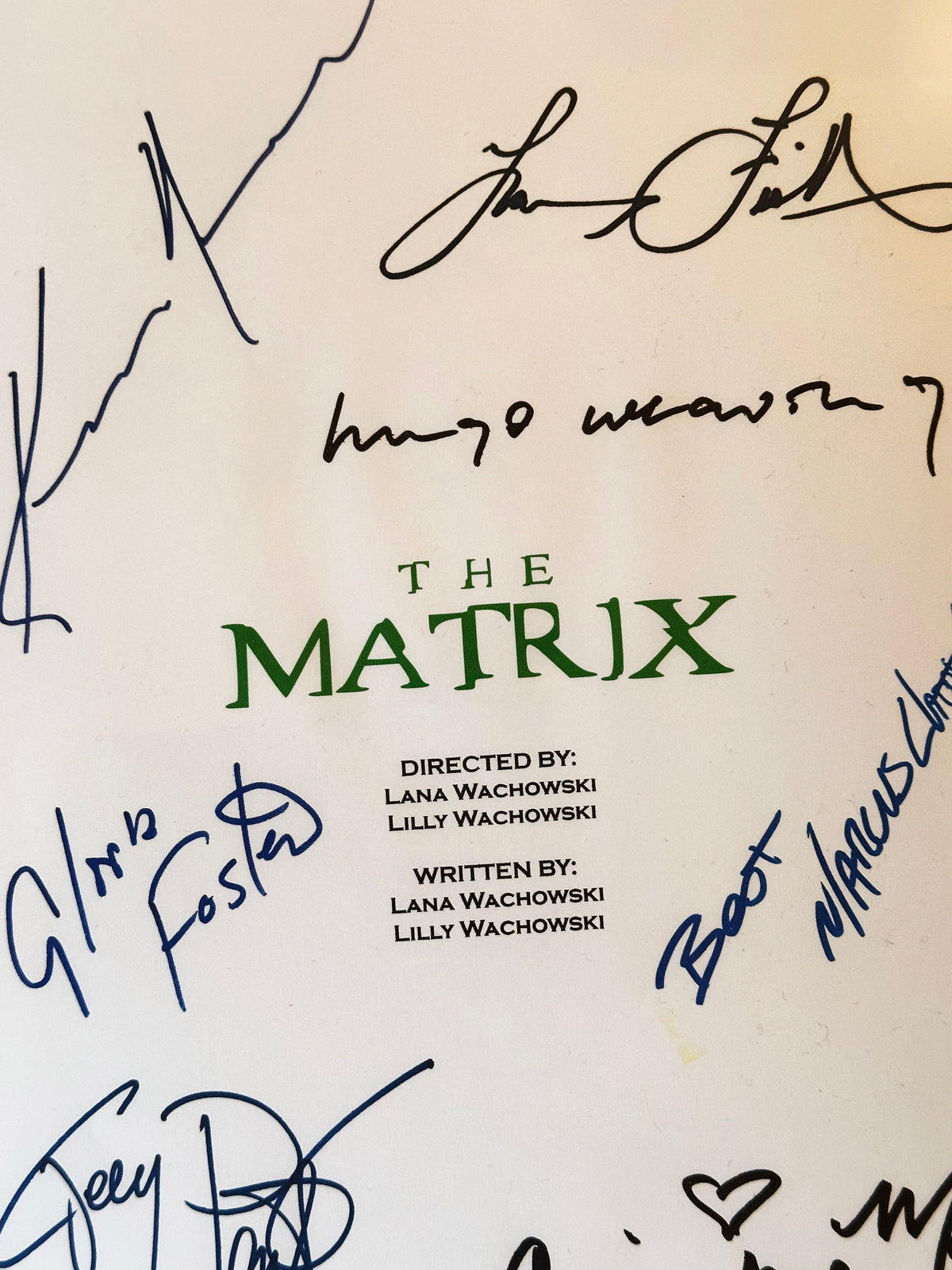 THE MATRIX Signed Movie Script, With Printed Cast Signatures, Autographs