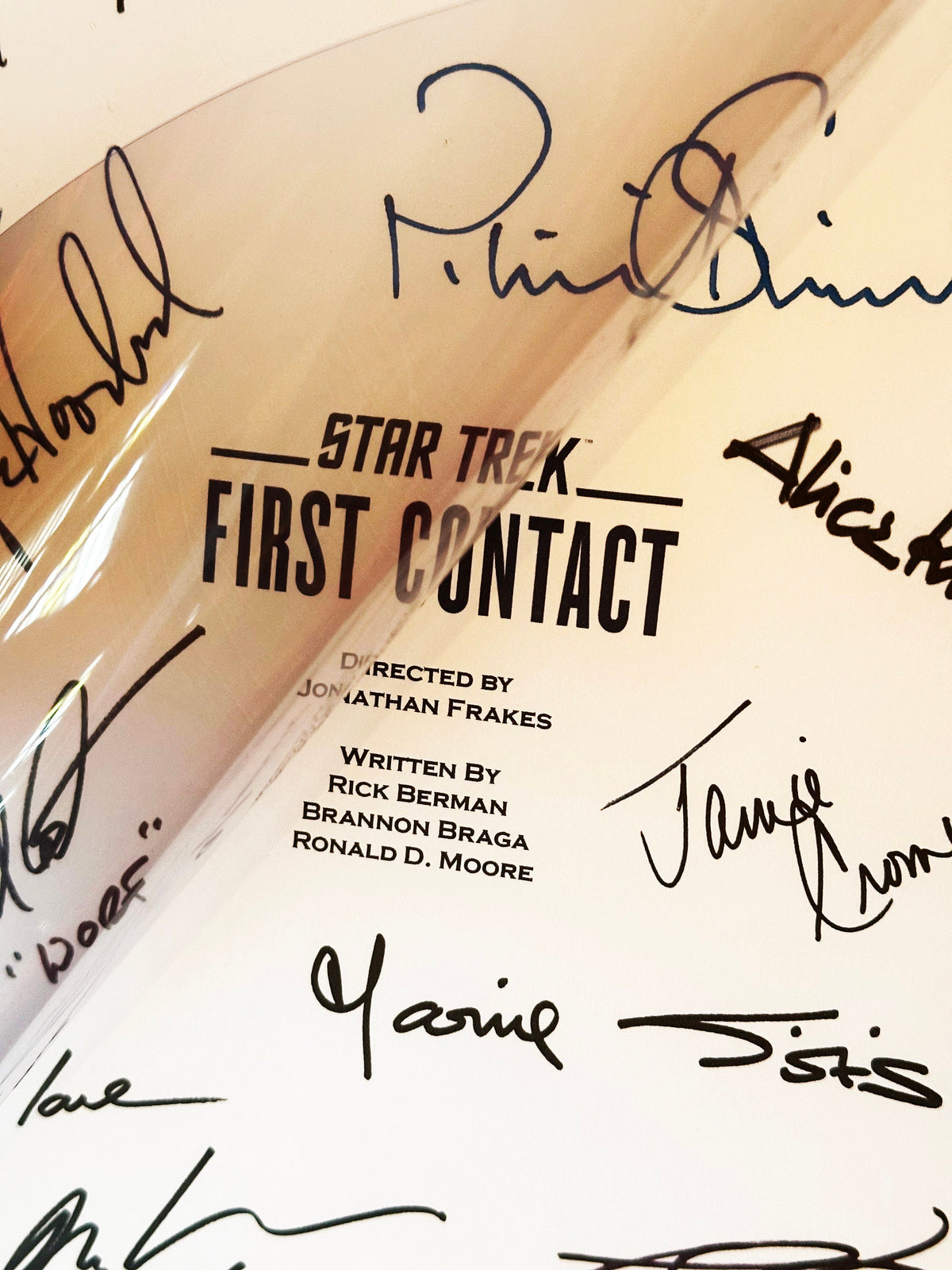 TREK First Contact Signed Movie Script, With Printed Cast Signatures, Autographs