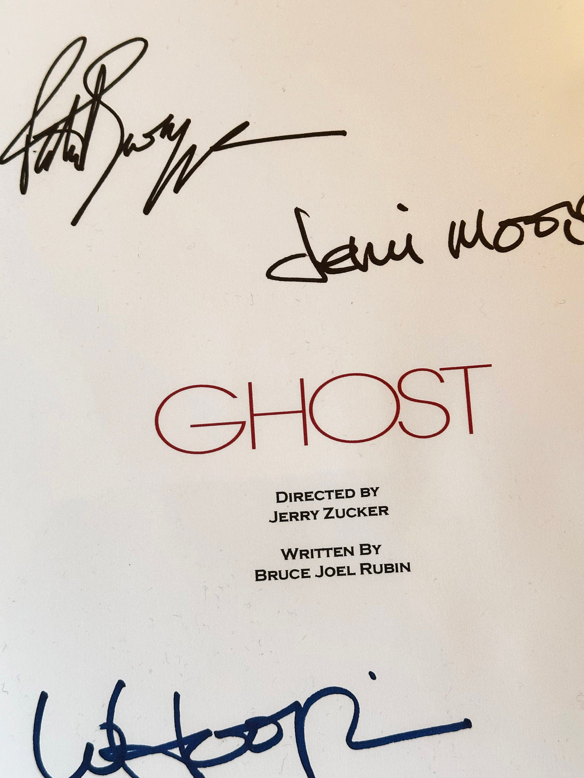 GHOST Signed Movie Script, With Printed Cast Signatures, Autographs