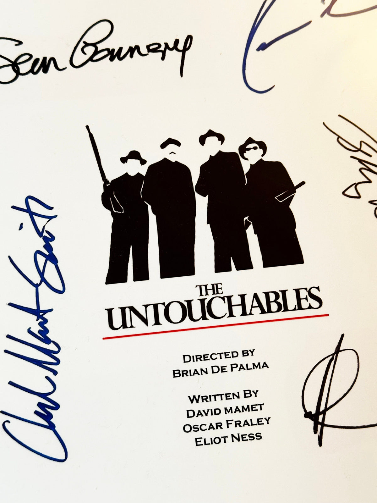 THE UNTOUCHABLES Movie Script, With Printed Cast Signatures, Autographs