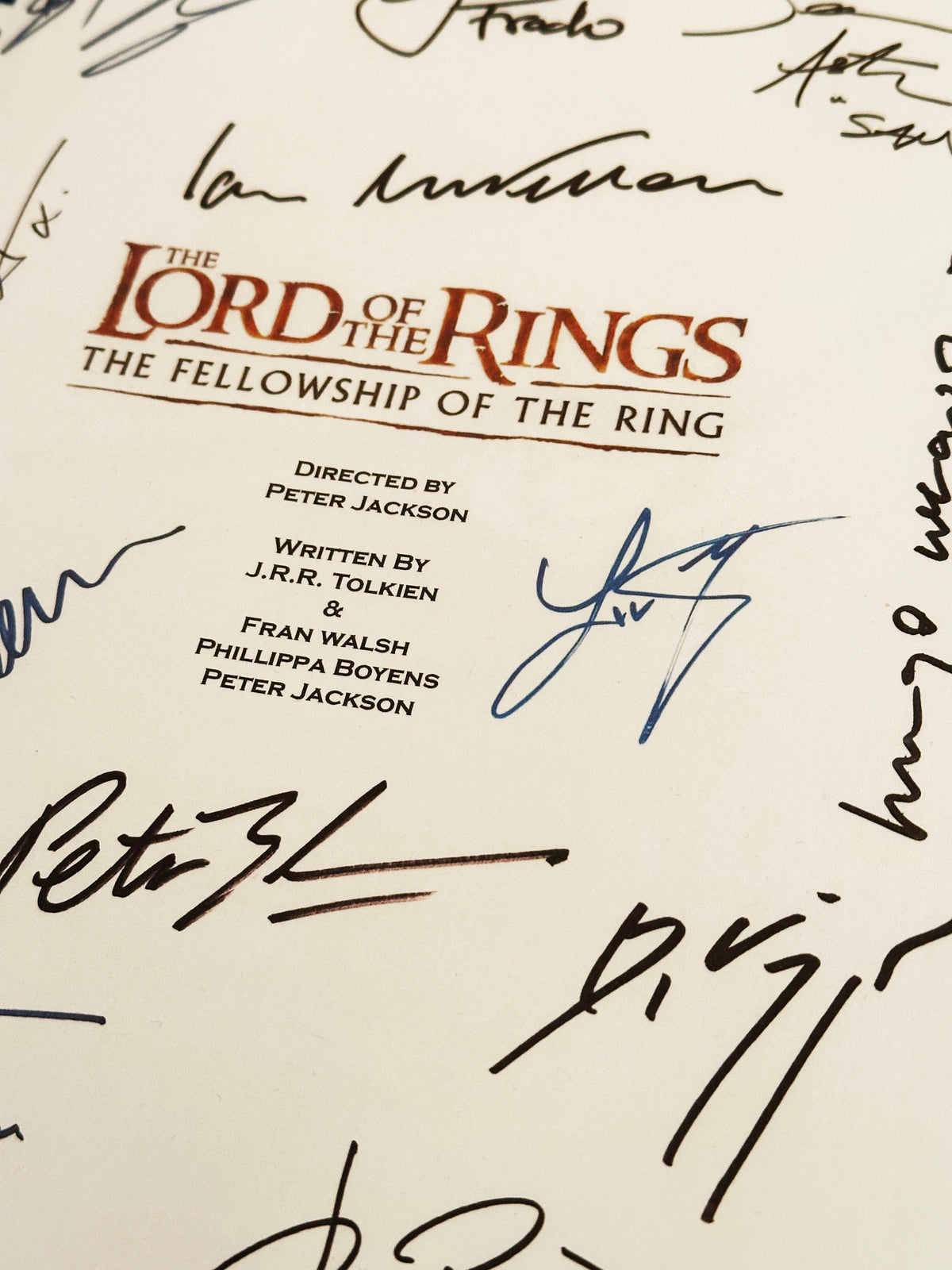 LORD OF THE RINGS, Fellowship of The Ring, Movie Script,With Printed Cast Signatures, Autographs
