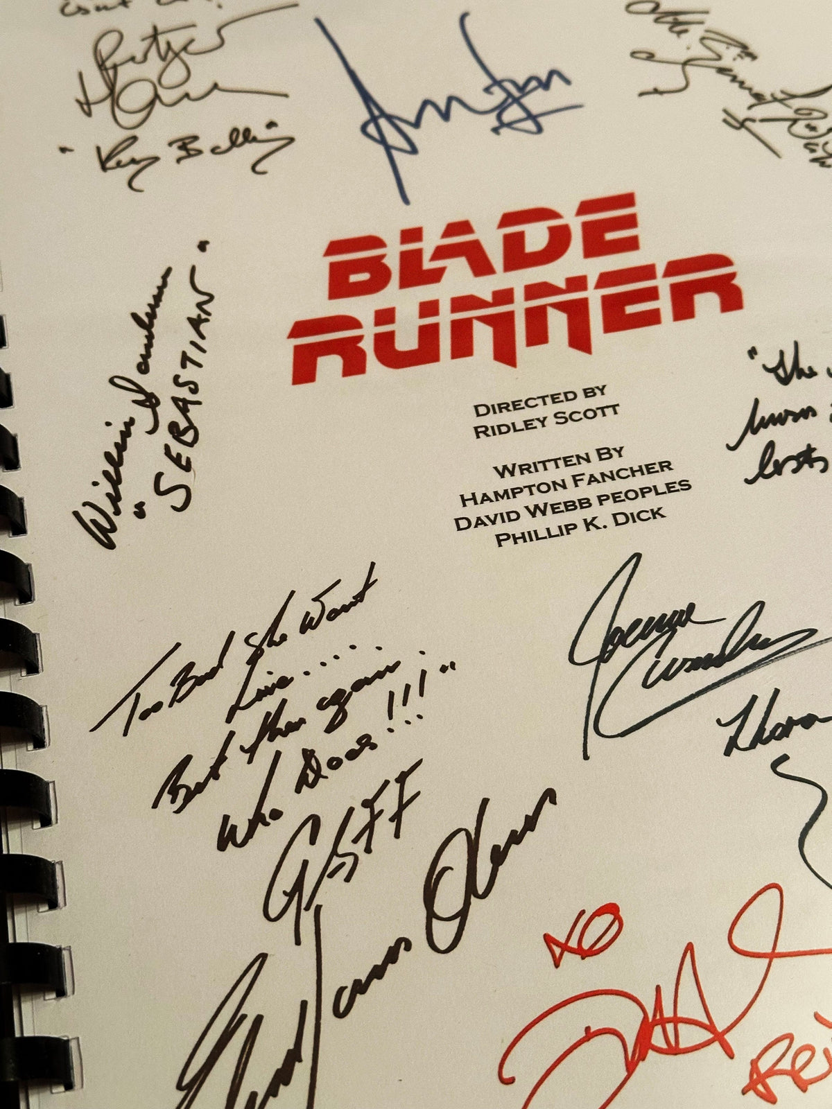 BLADE RUNNER Signed Movie Script, With Printed Cast Signatures, Autographs