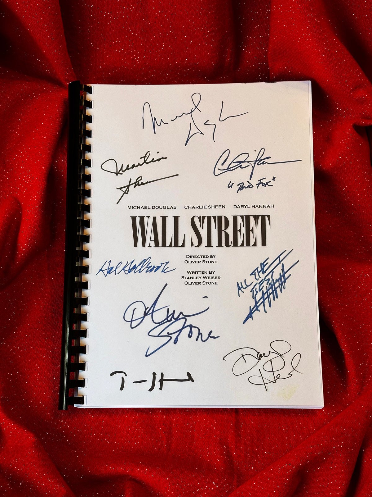 WALL, STREET Movie Script, With Printed Cast Signatures, Autographs