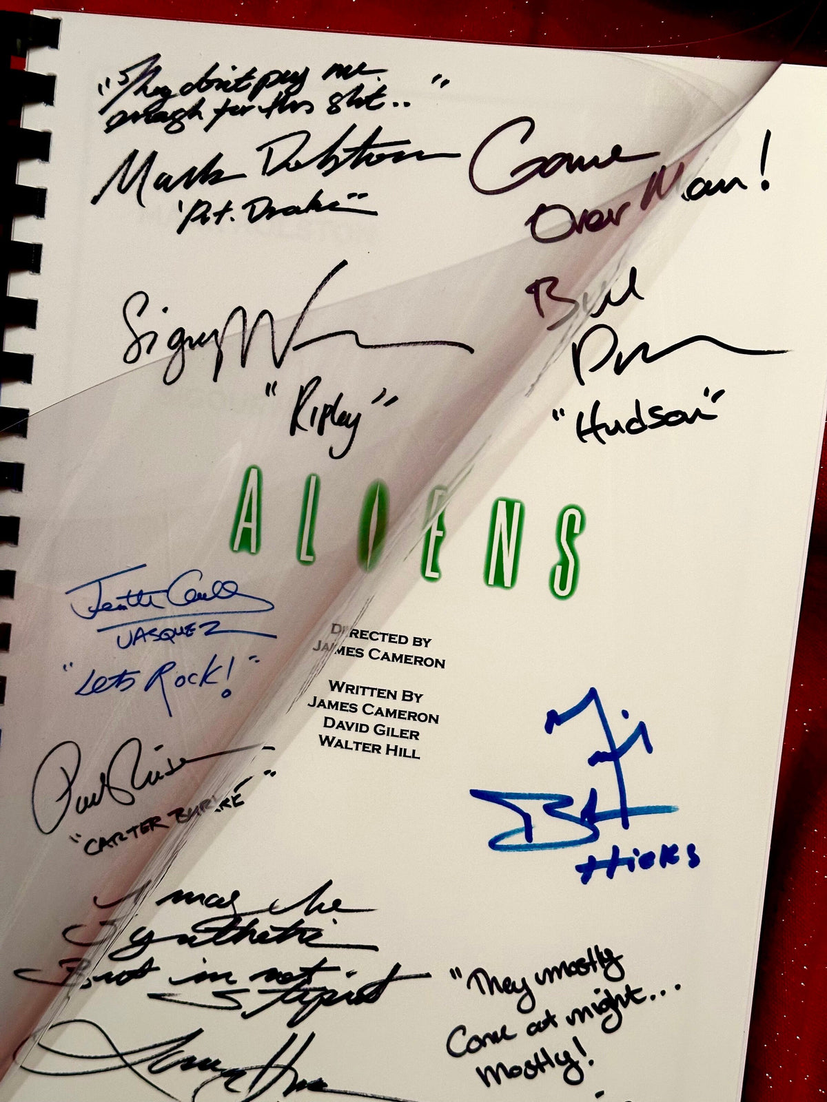 ALIENS Movie Script, Screenplay, With Printed Cast Signatures, Autographs