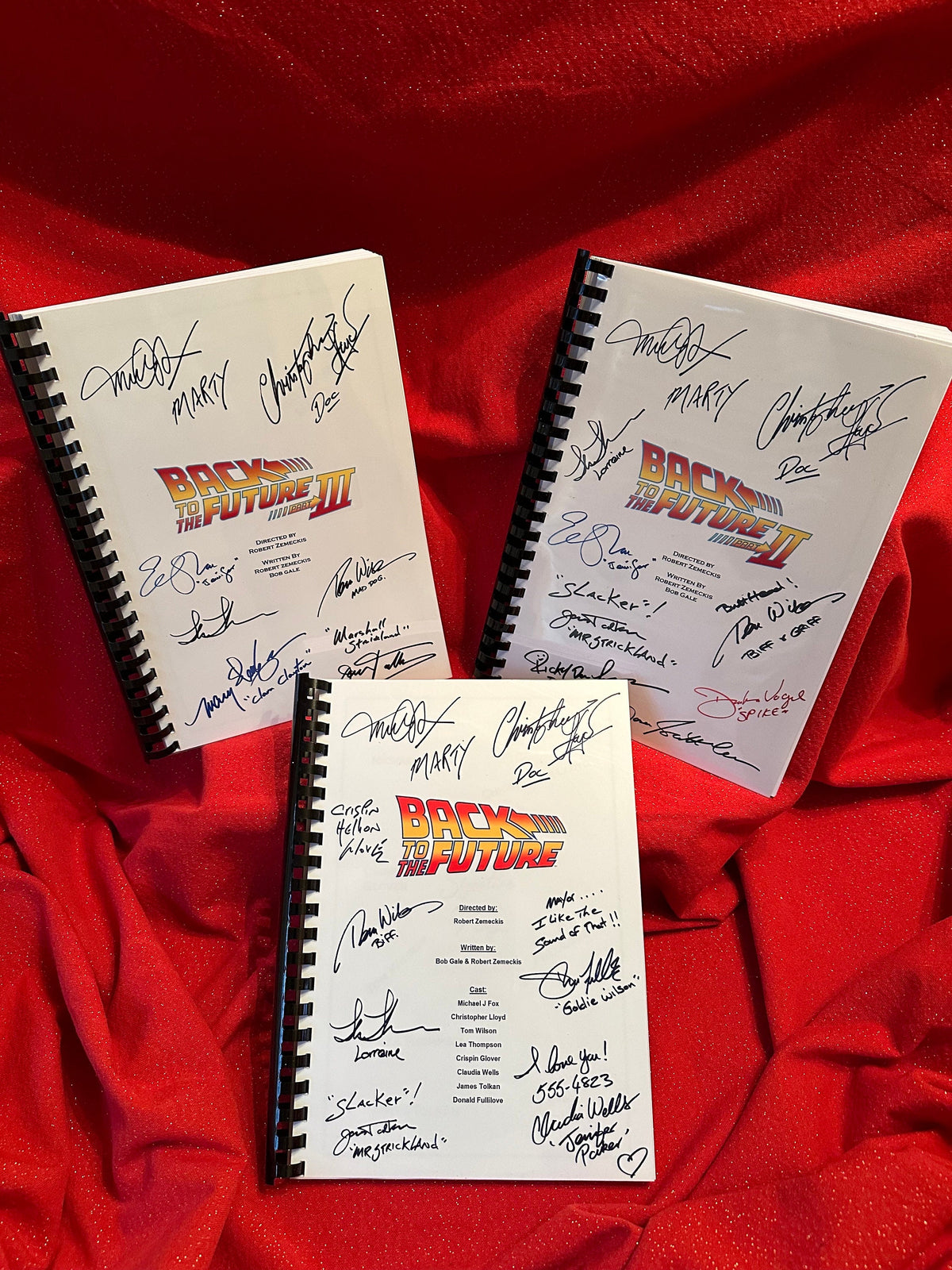 Back, Future, Trilogy, Parts 1, 2 & 3 Signed Movie Scripts, With Printed Cast Signatures, Autographs