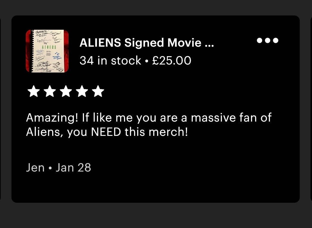 ALIENS Movie Script, Screenplay, With Printed Cast Signatures, Autographs