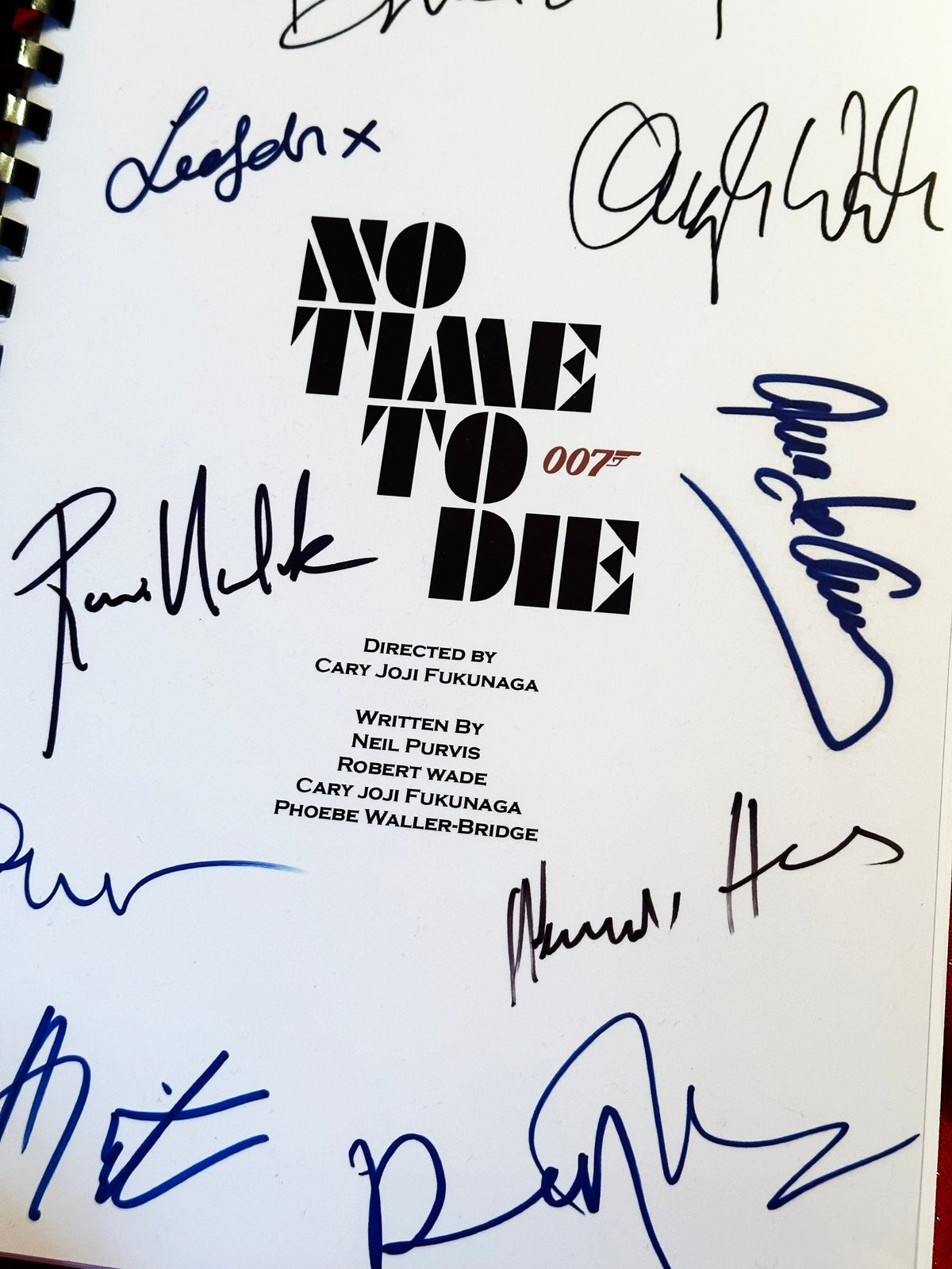No, Time, Die Movie Script, With Printed Cast Signatures, Autographs