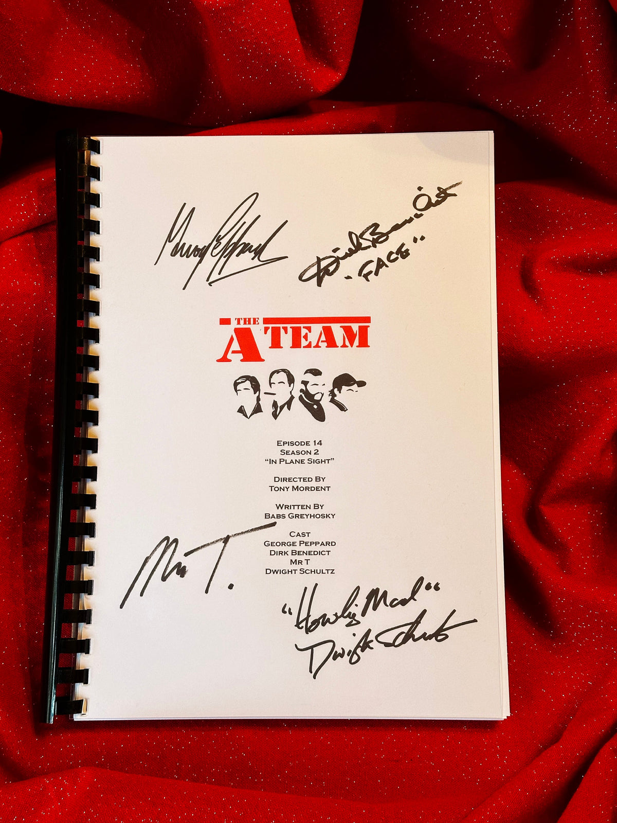 THE A-TEAM Signed Script, With Printed Cast Signatures, Autographs