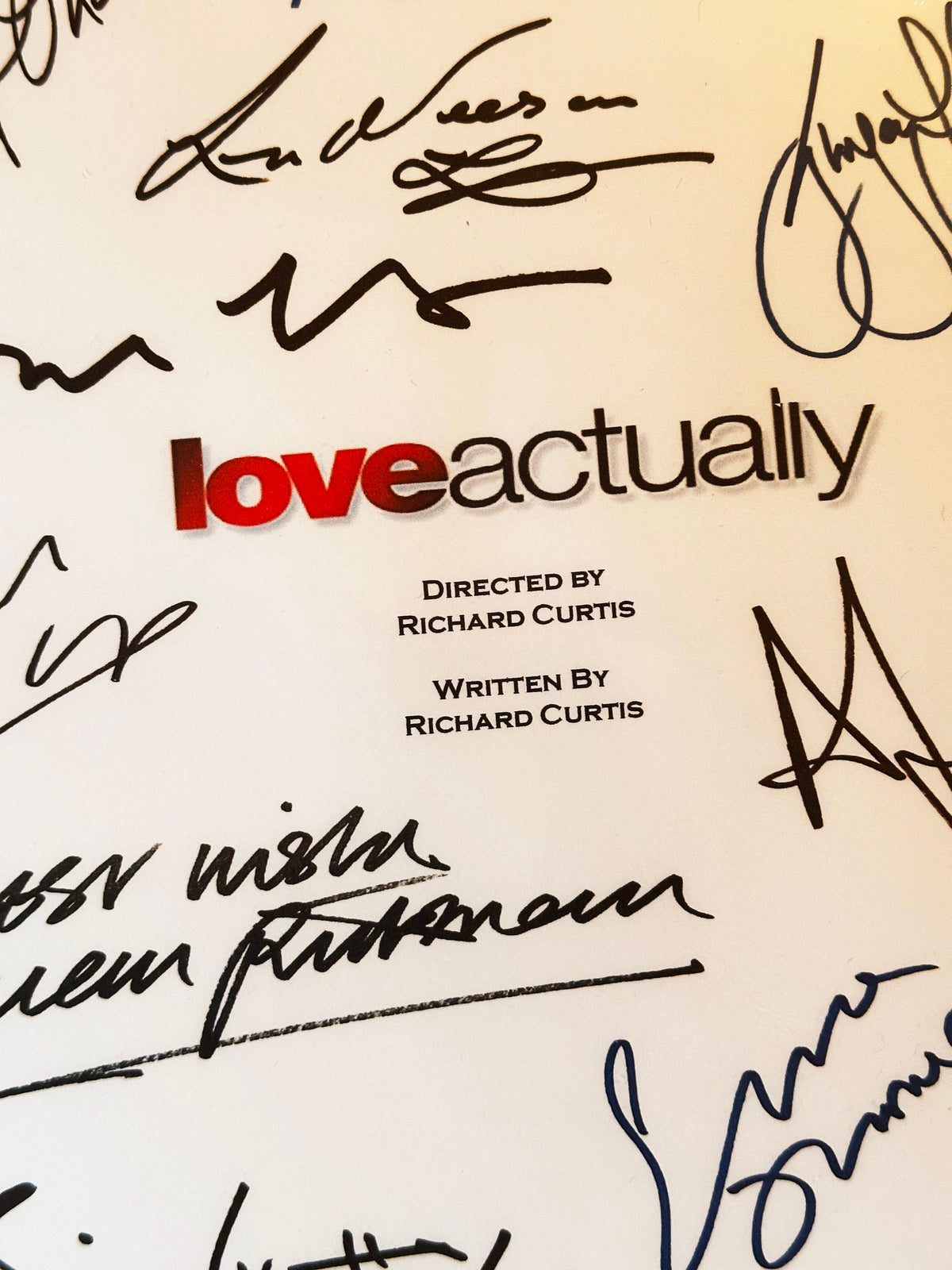 LOVE ACTUALLY Signed Movie Script, With Printed Cast Signatures, Autographs