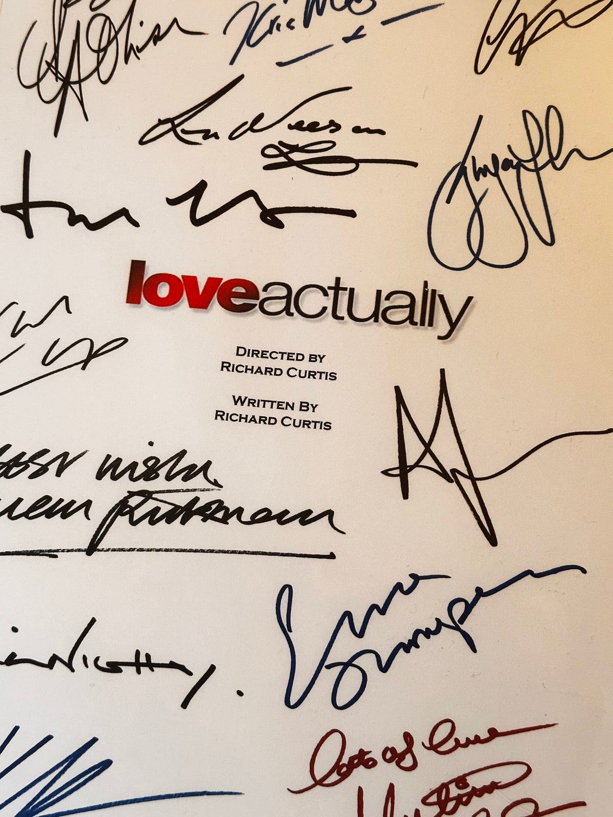 LOVE ACTUALLY Signed Movie Script, With Printed Cast Signatures, Autographs