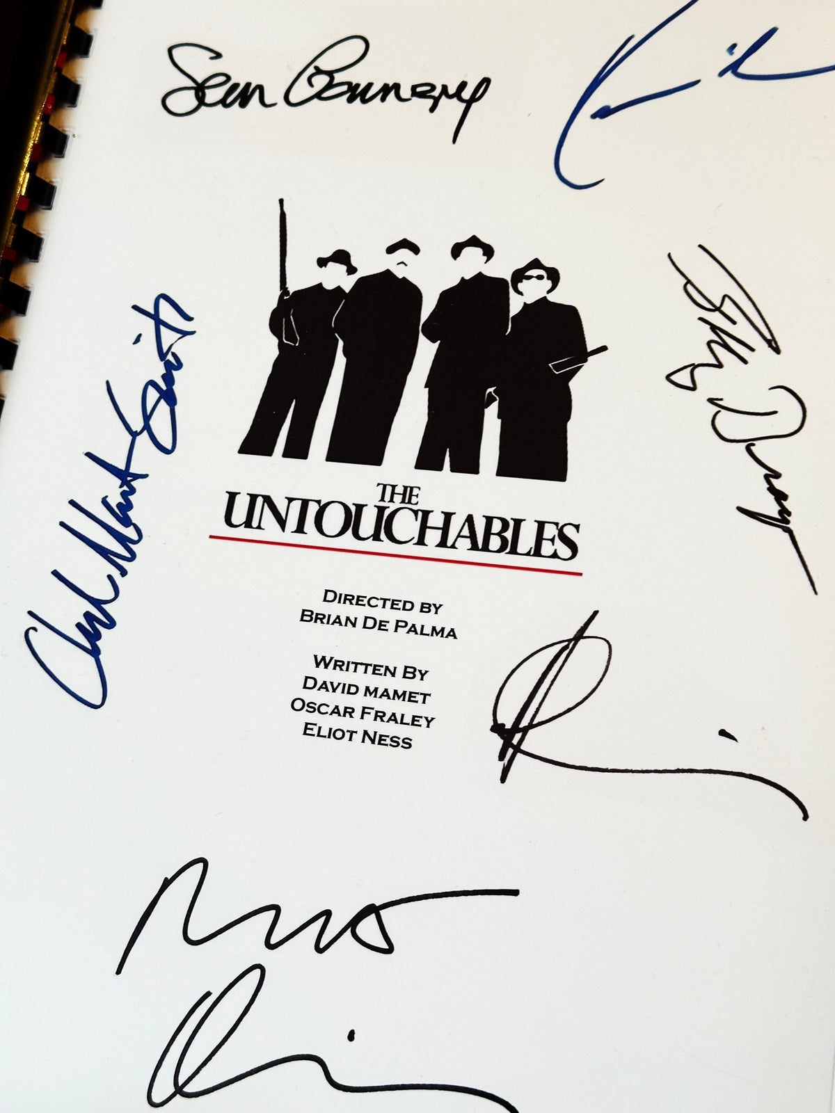 THE UNTOUCHABLES Movie Script, With Printed Cast Signatures, Autographs