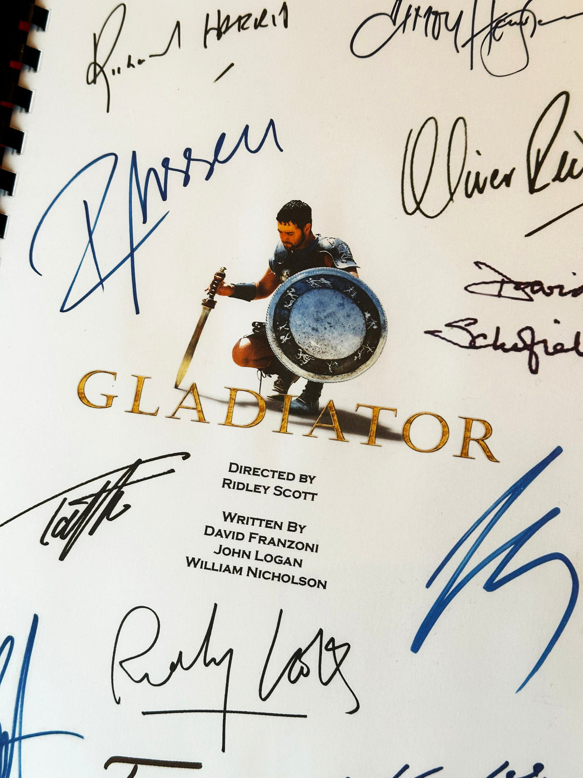 GLADIATOR Movie Script, With Printed Cast Signatures, Autographs